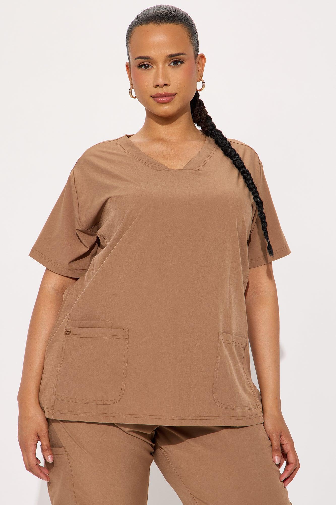 Care For You 4 Way Stretch Scrub Uniform Jogger Set - Chocolate Female Product Image