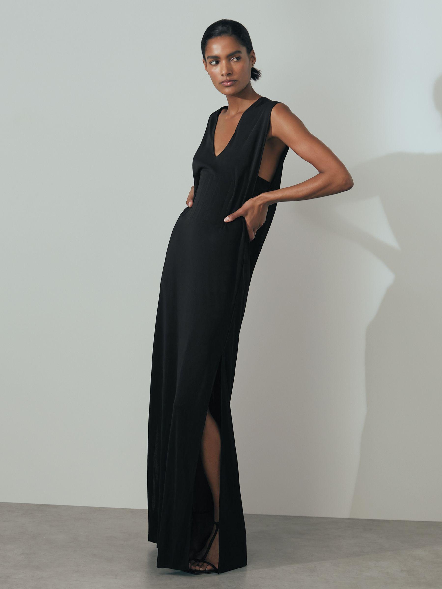 Atelier Corset Detail Jersey Maxi Dress in Black Product Image