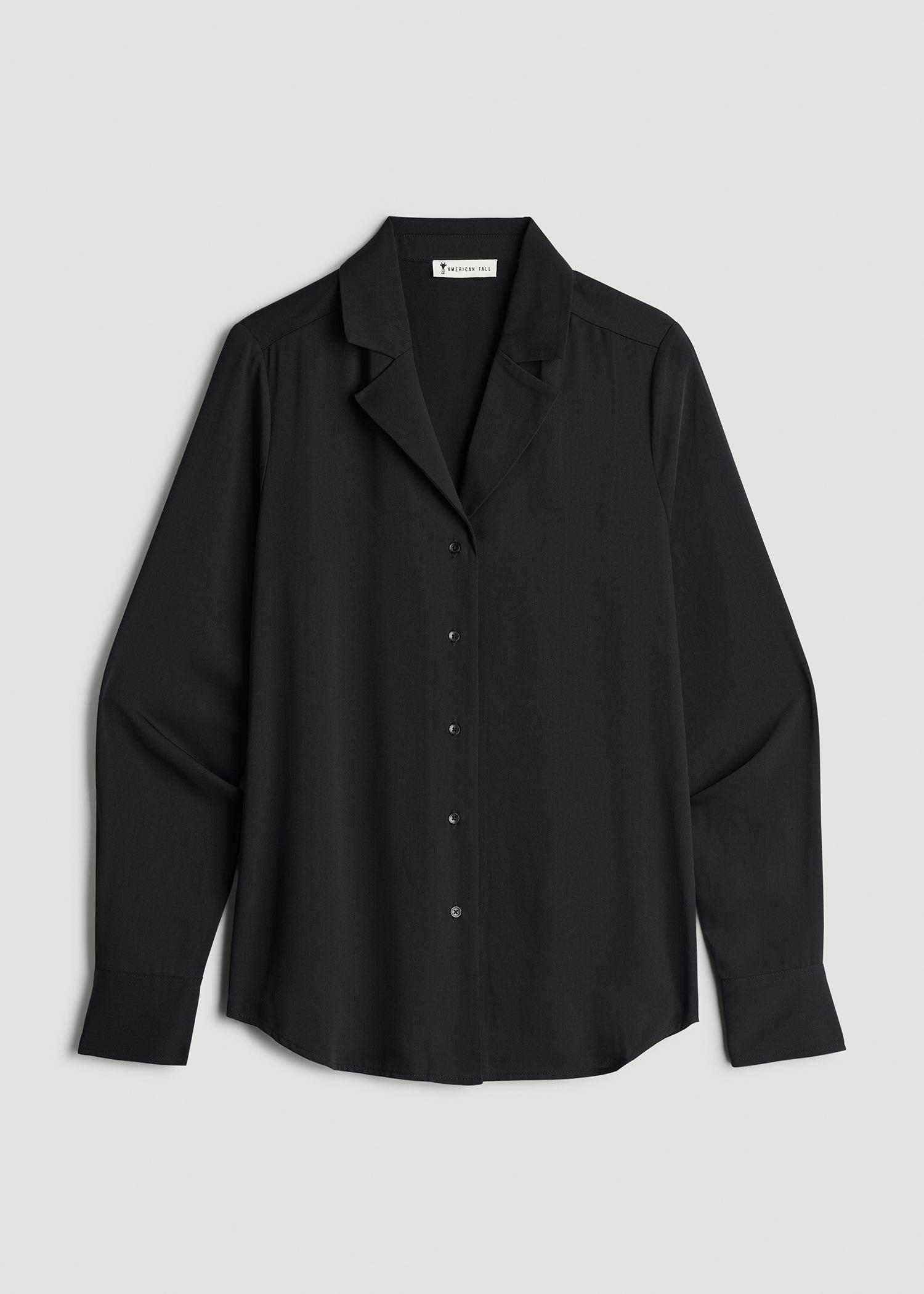 Notch Collar Blouse for Tall Women in Black Female Product Image