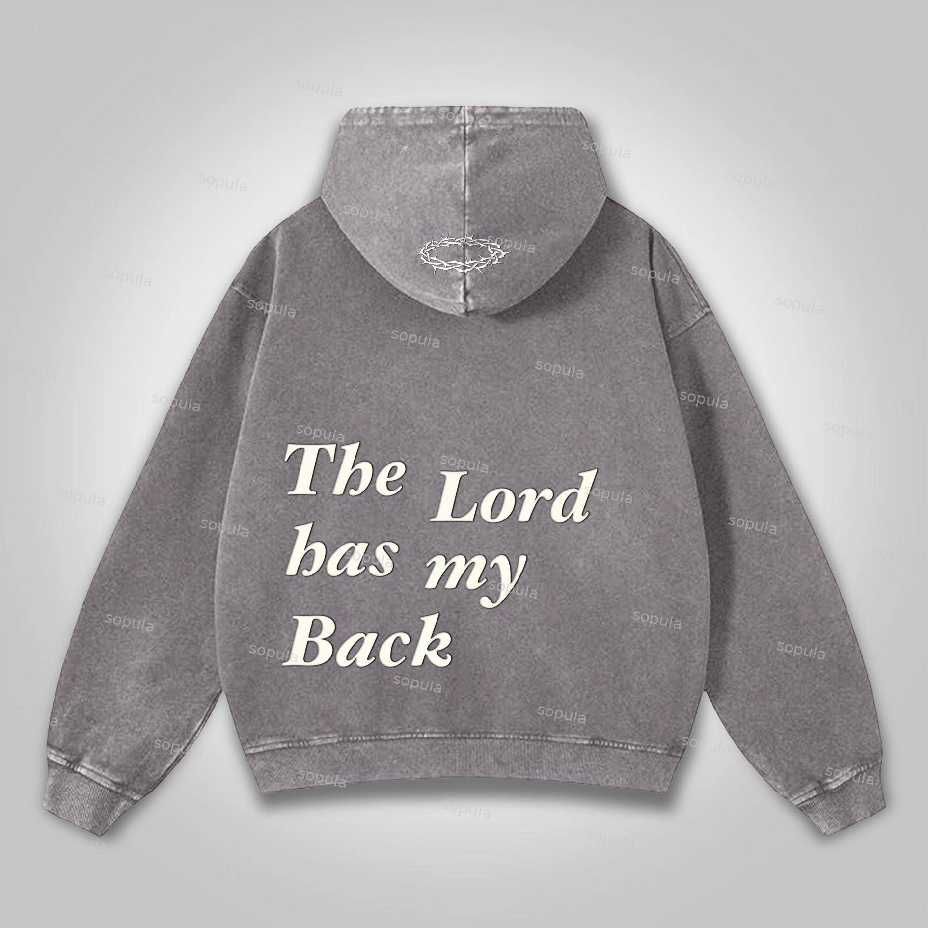 The Lord Has My Back Graphic Washed Hoodie Product Image