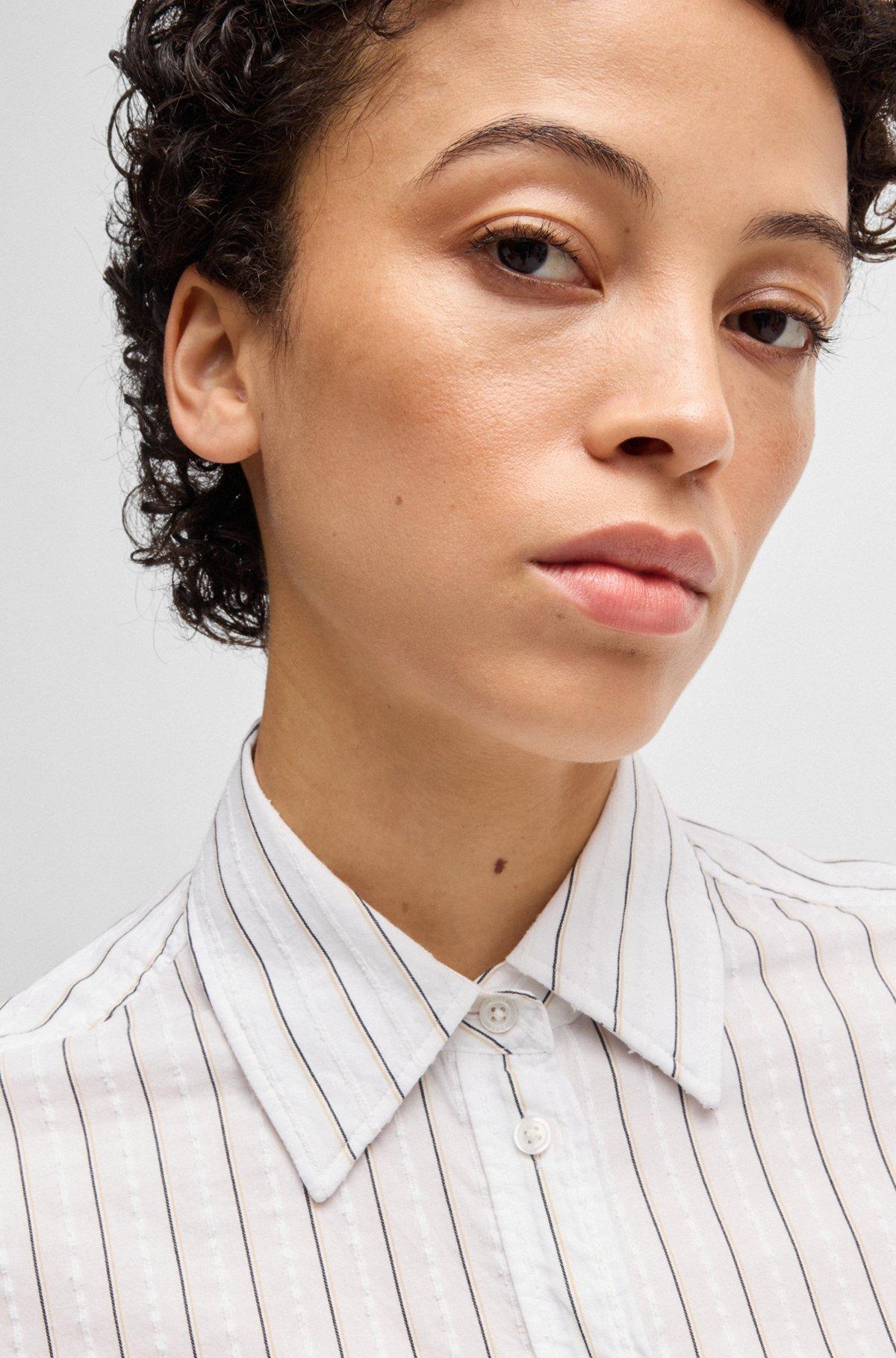 Regular-fit blouse in a striped cotton blend Product Image