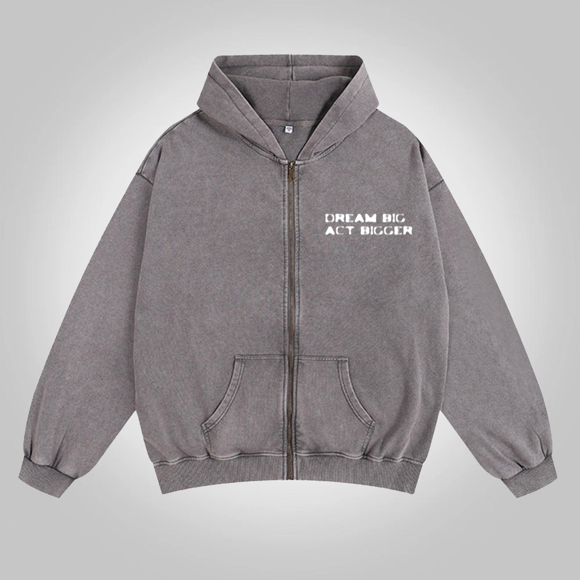 Sopula Dream Big Act Bigger Boxer Graphic Washed Zip-Up Hoodie Product Image