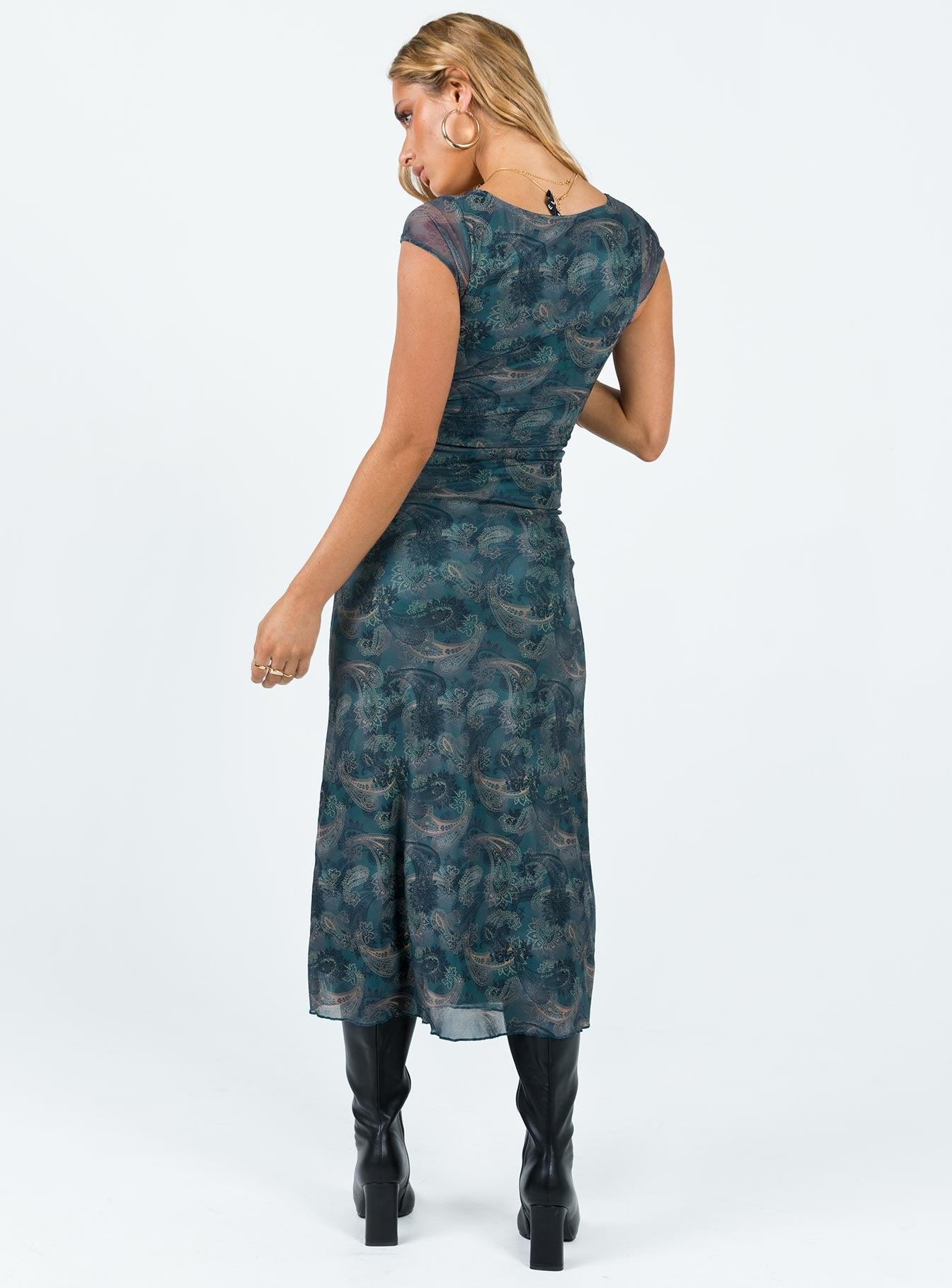 Motel Lunama Dress Tonal Blue Paisley Product Image