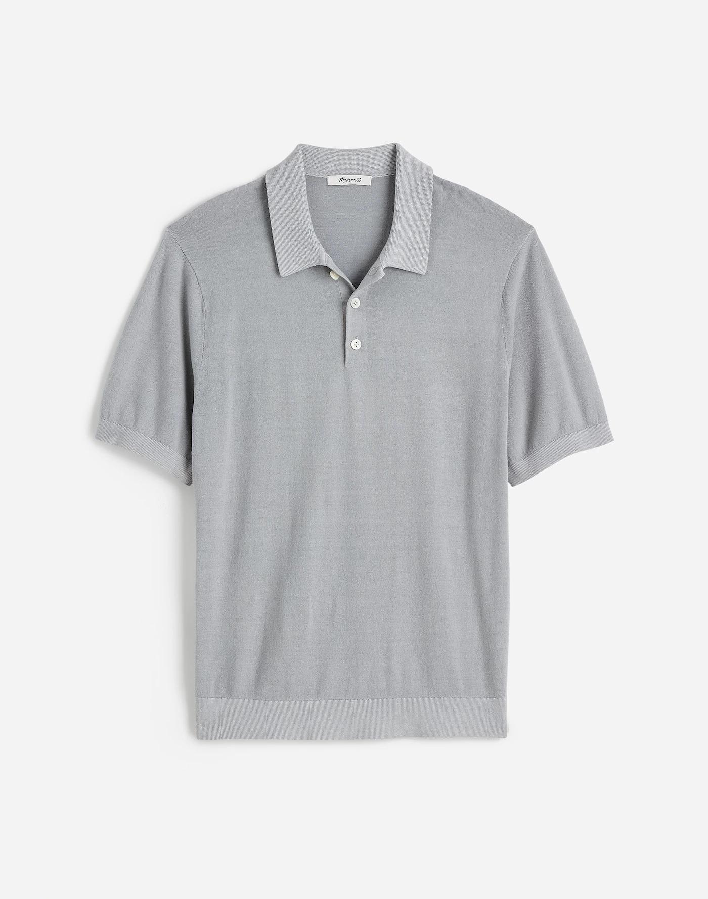 Three-Button Sweater Polo Shirt Product Image