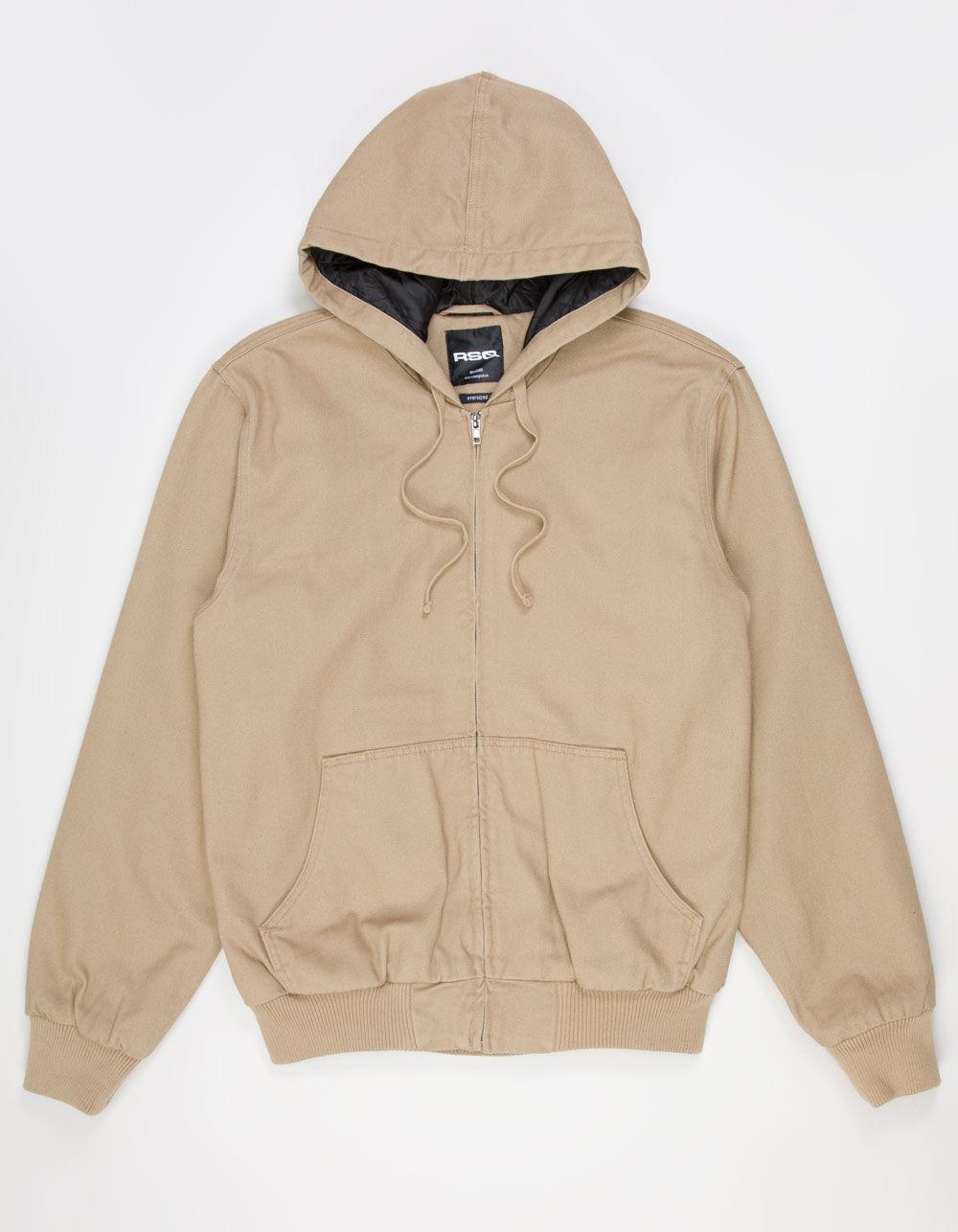 RSQ Mens Oversized Hooded Twill Jacket - TAN Product Image