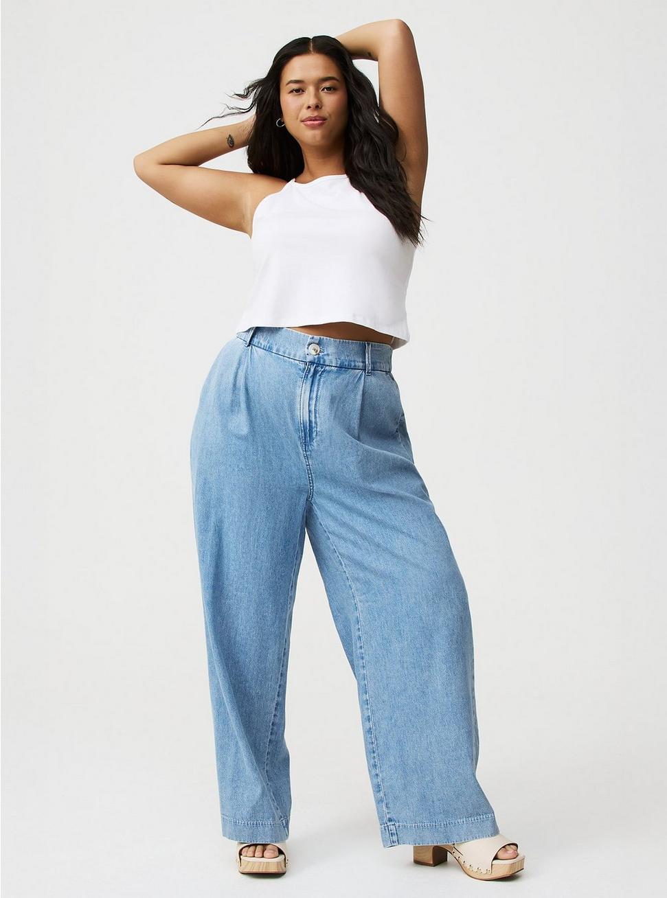 High-Rise Wide Leg Denim Trouser Product Image