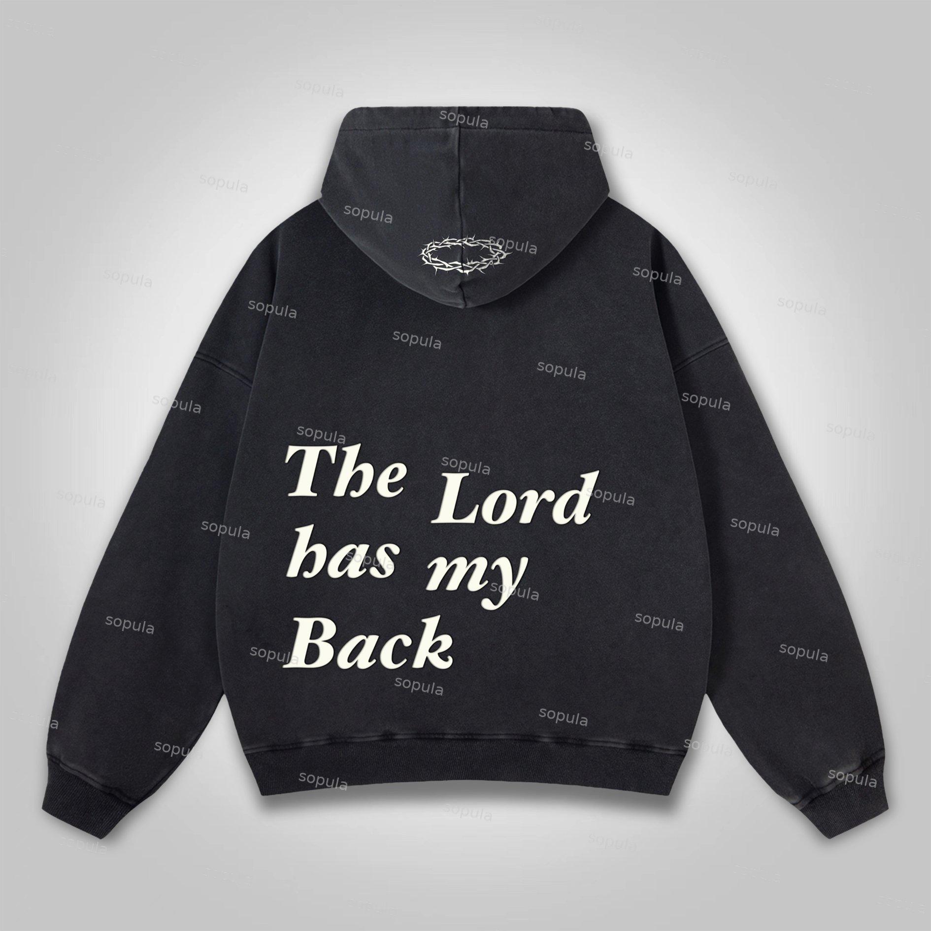 The Lord Has My Back Graphic Washed Hoodie Product Image