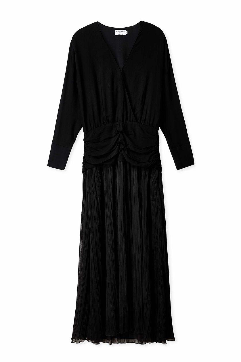 V-neck Combined Fabric Dress Product Image