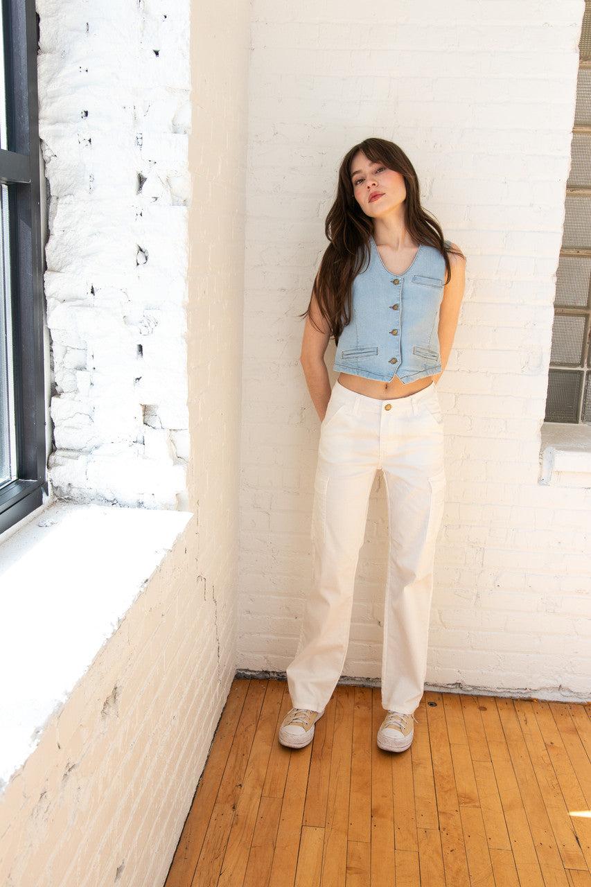 White Cargo Pants Product Image