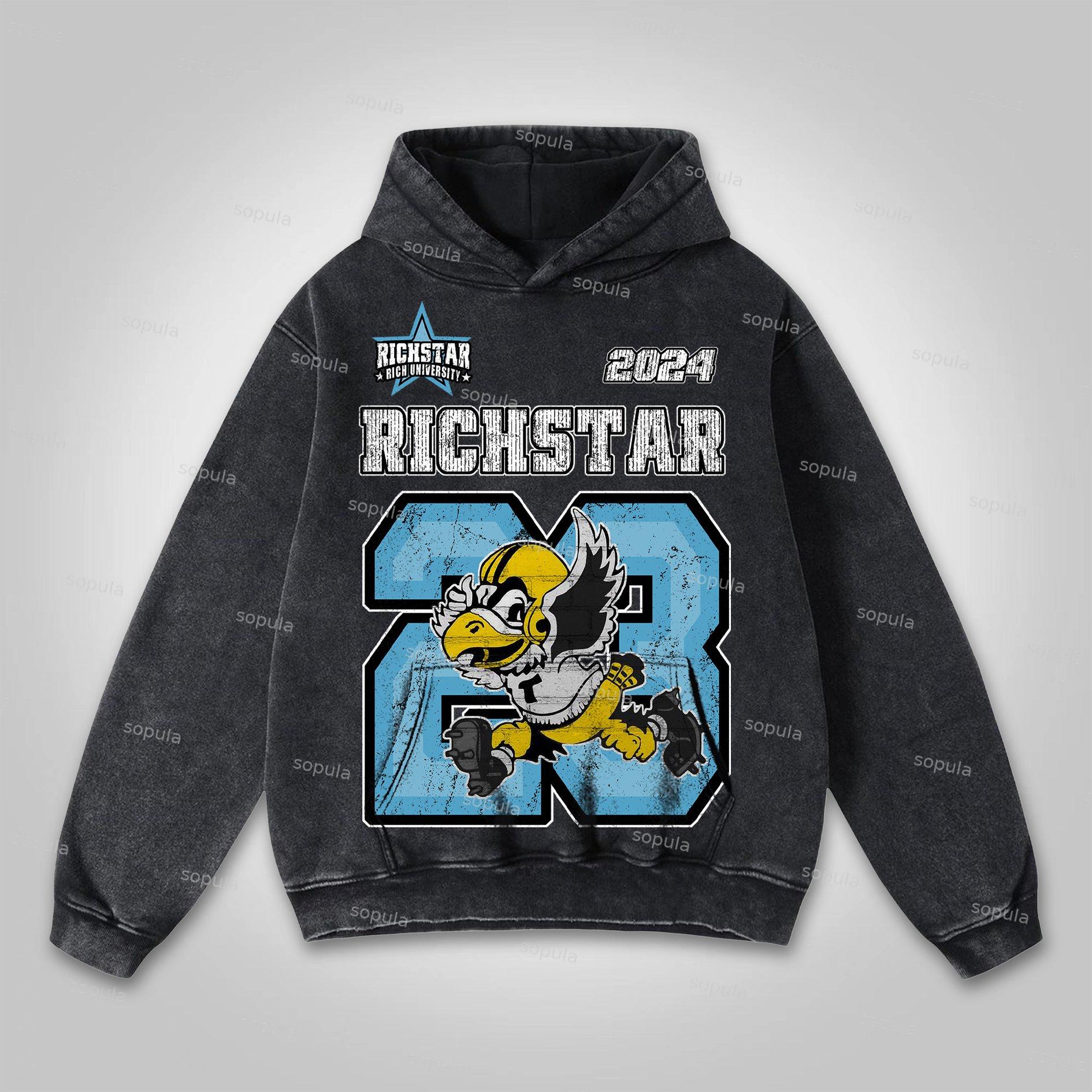 Vintage Angels Descend Graphic Acid Washed Oversized Hoodie Product Image