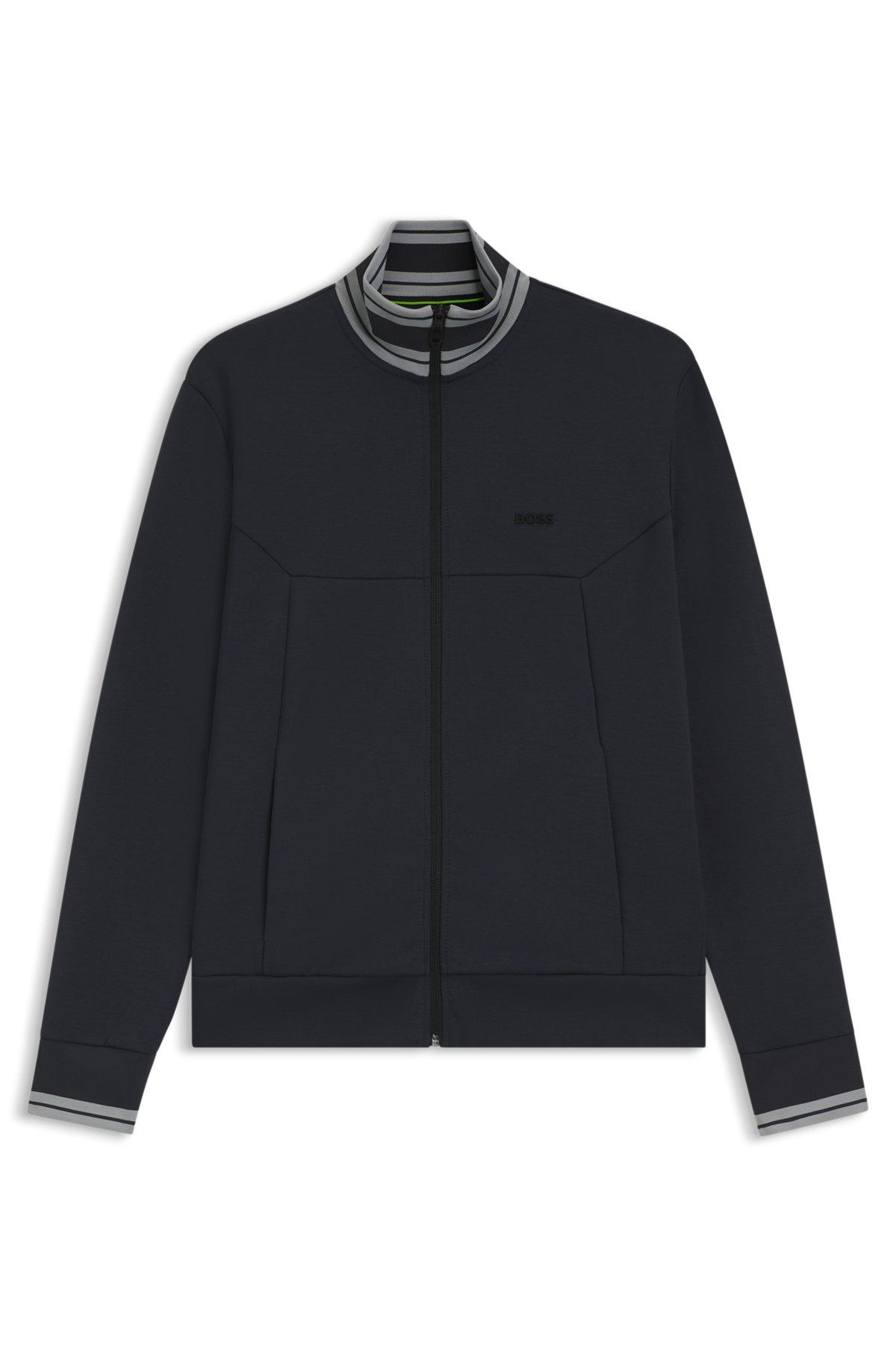 Zip-up sweatshirt with striped trims Product Image