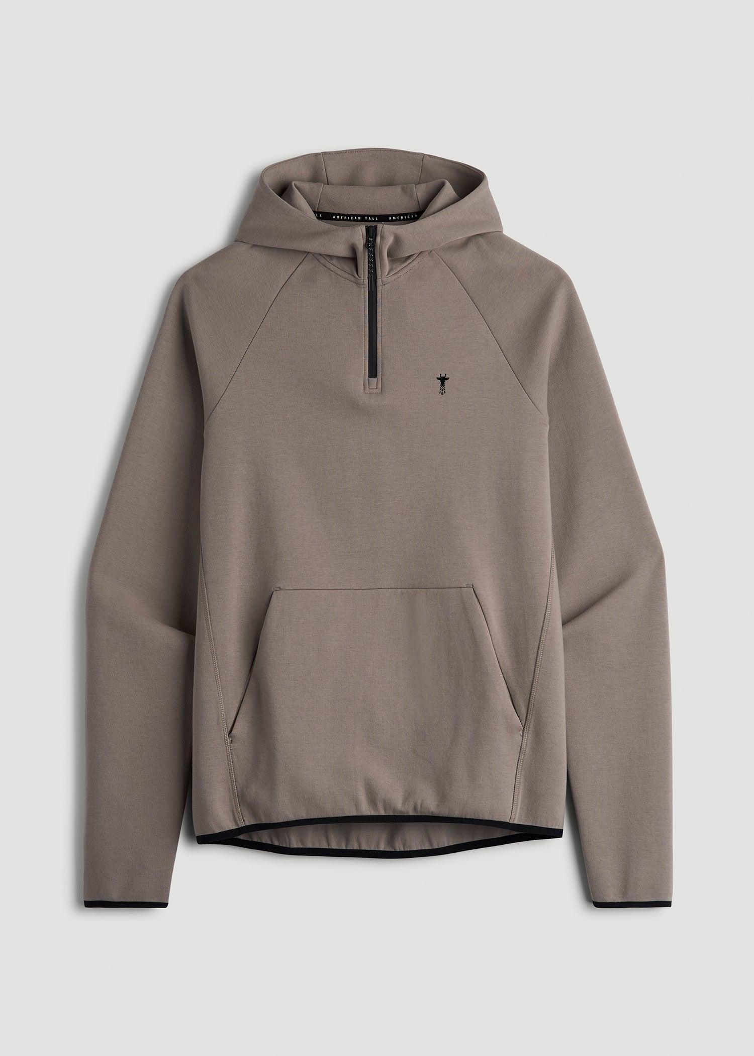Tech Motion Fleece Hooded Popover for Tall Men in Portobello Male Product Image