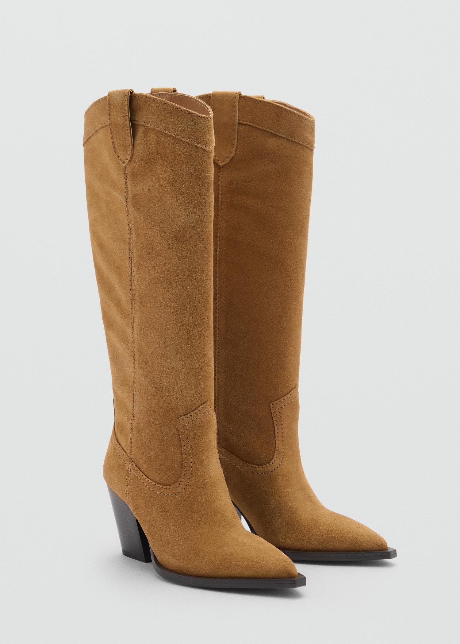 Suede cowboy boots - Women | MANGO USA Product Image