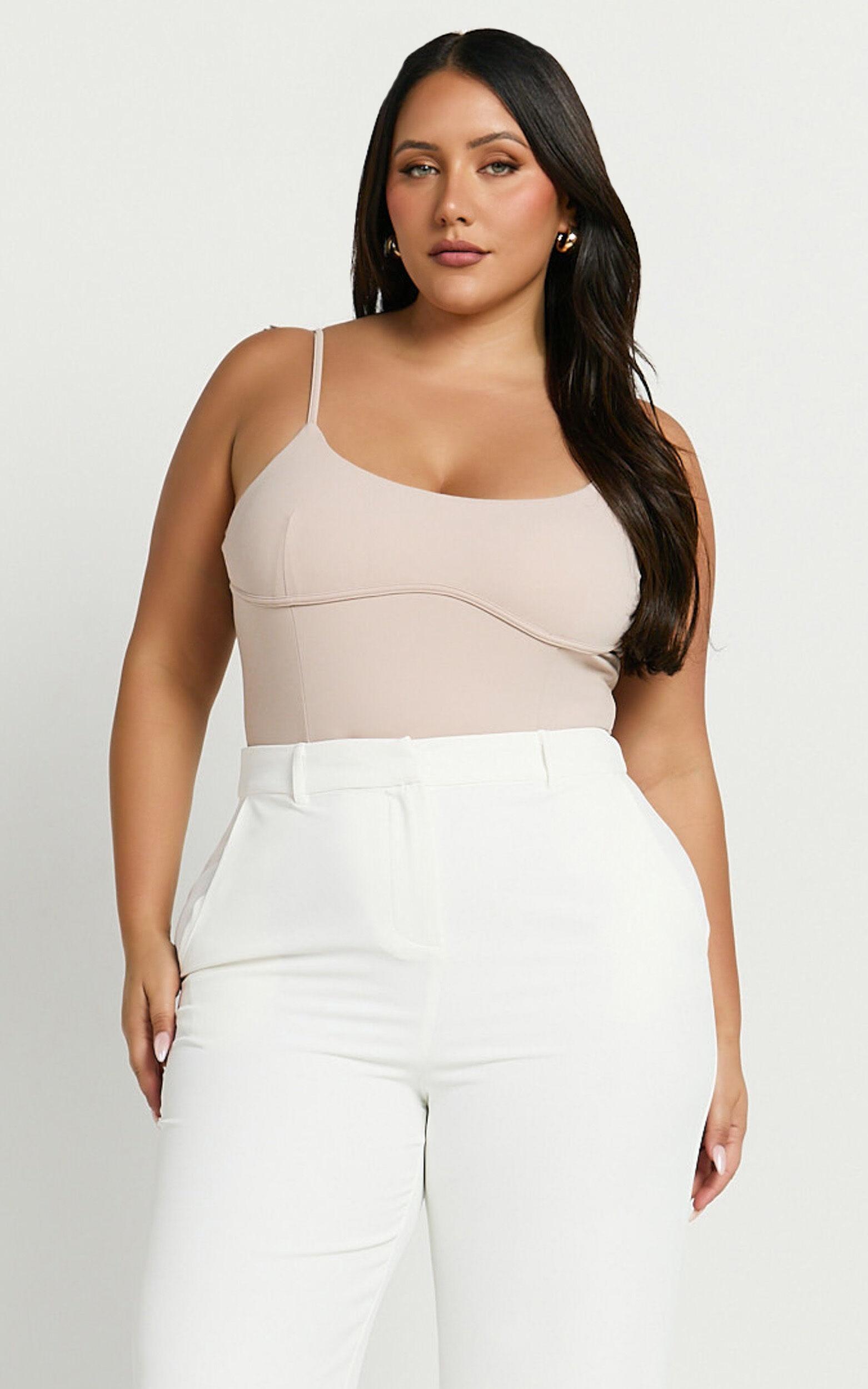 Daramie Bodysuit - Underbust Detail Bodysuit in Sand Product Image