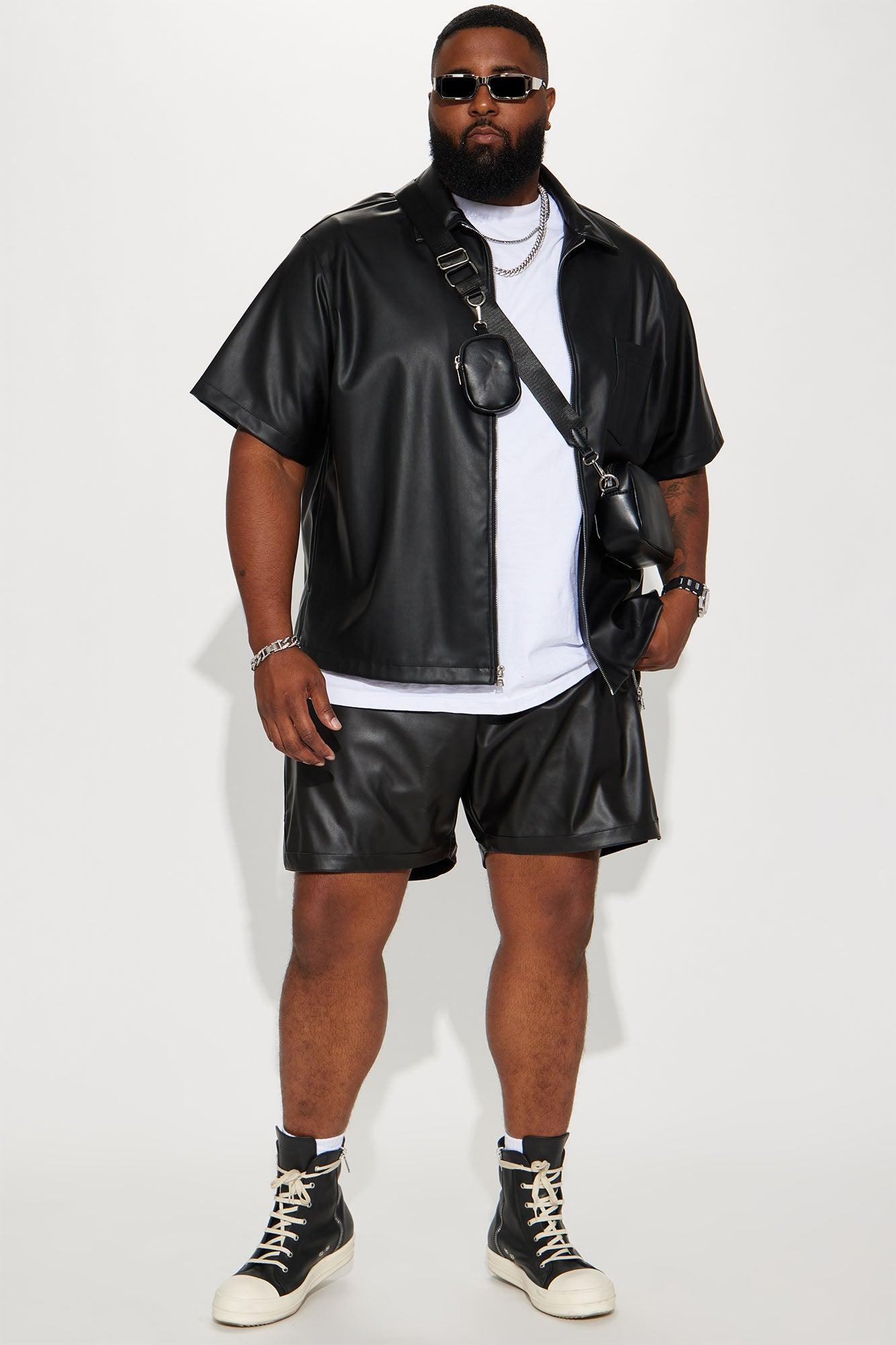 Slam Dunk Faux Leather Shorts - Black Product Image