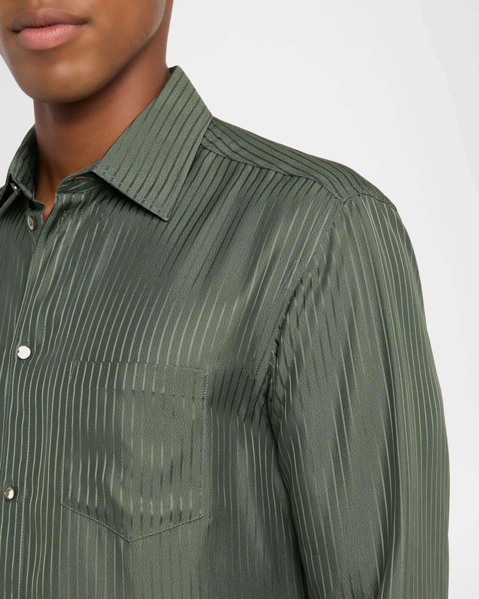 Men's Vertical Stripe Pocket Button-Down Shirt Product Image