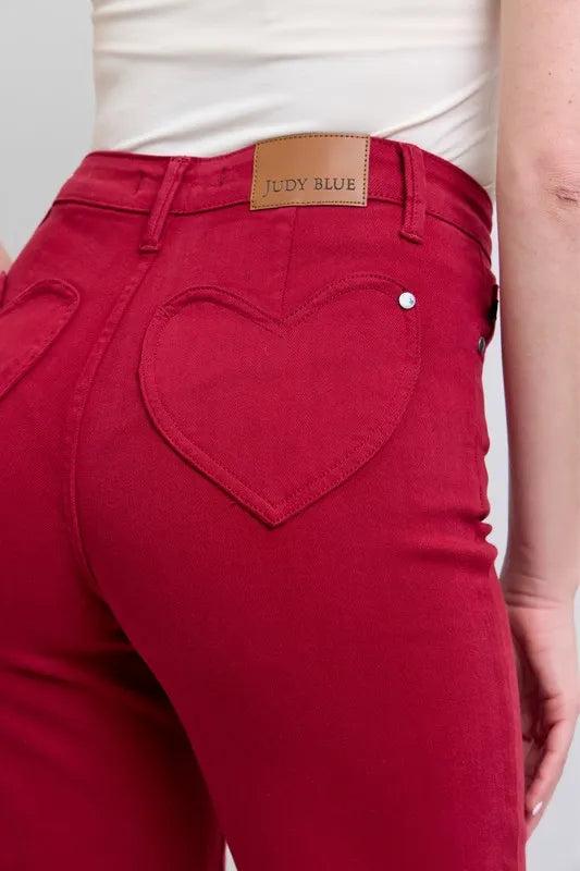88917   Scarlett Hi-Rise Heart Shaped Back Pockets 90's Straight Judy Blue Jeans Product Image