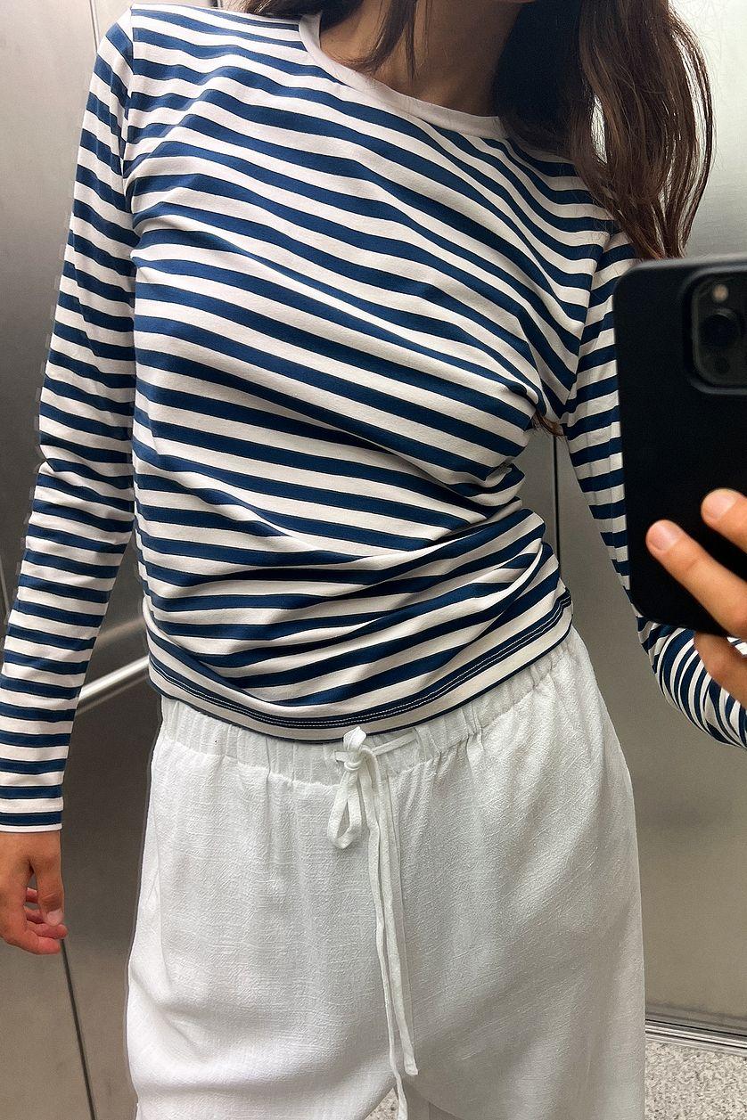 Long Sleeve Striped Fitted Top Product Image