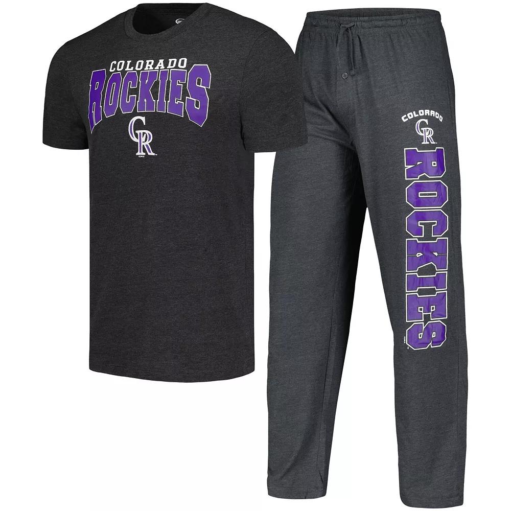 Men's Concepts Sport Charcoal/Black Colorado Rockies Meter T-Shirt & Pants Sleep Set, Size: XL Product Image