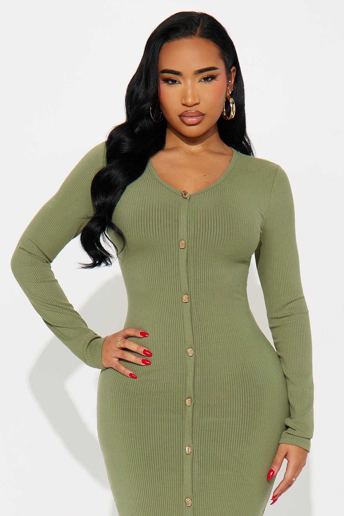 Weekend Vibin' Ribbed Maxi Dress - Olive Female Product Image