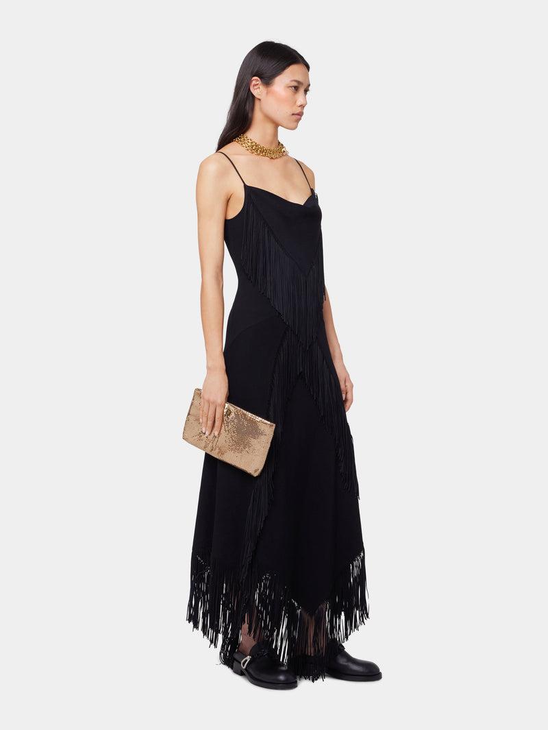 BLACK LONG DRESS IN CREPE Product Image