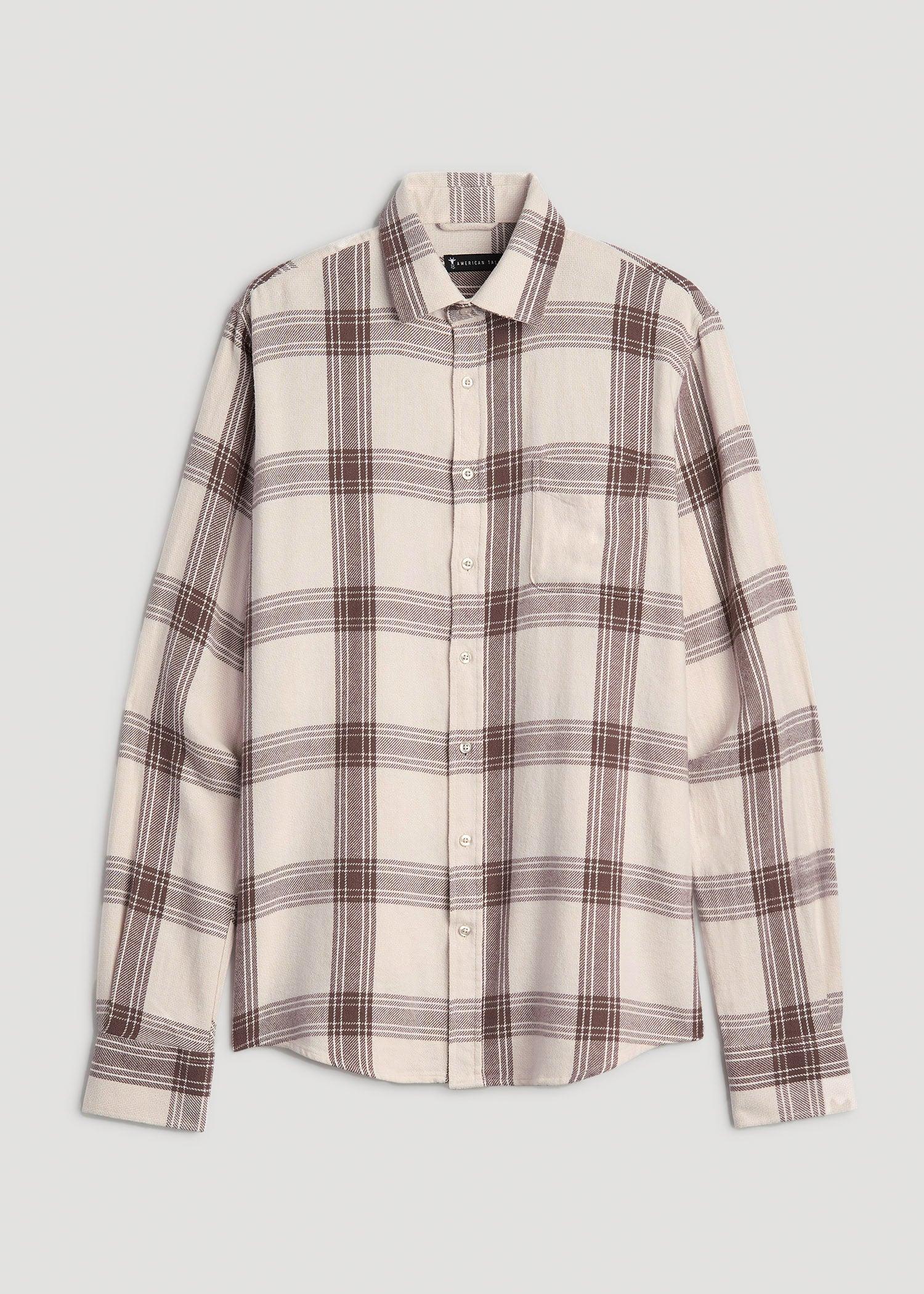Nelson Flannel Shirt for Tall Men in Beige Plaid Male Product Image