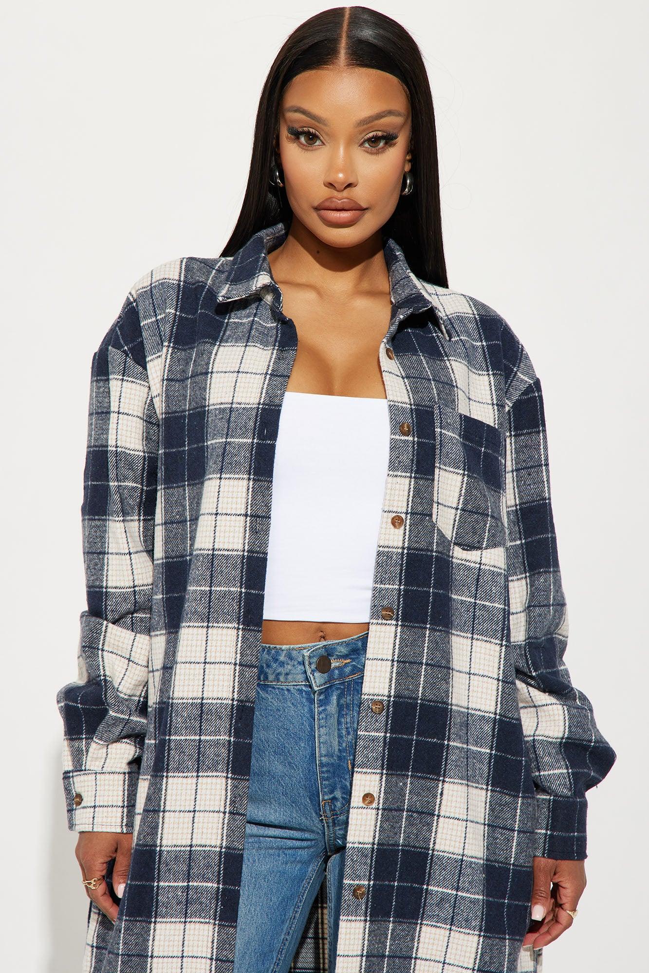 Out Of The Woods Plaid Shirt - Navy/combo Female Product Image