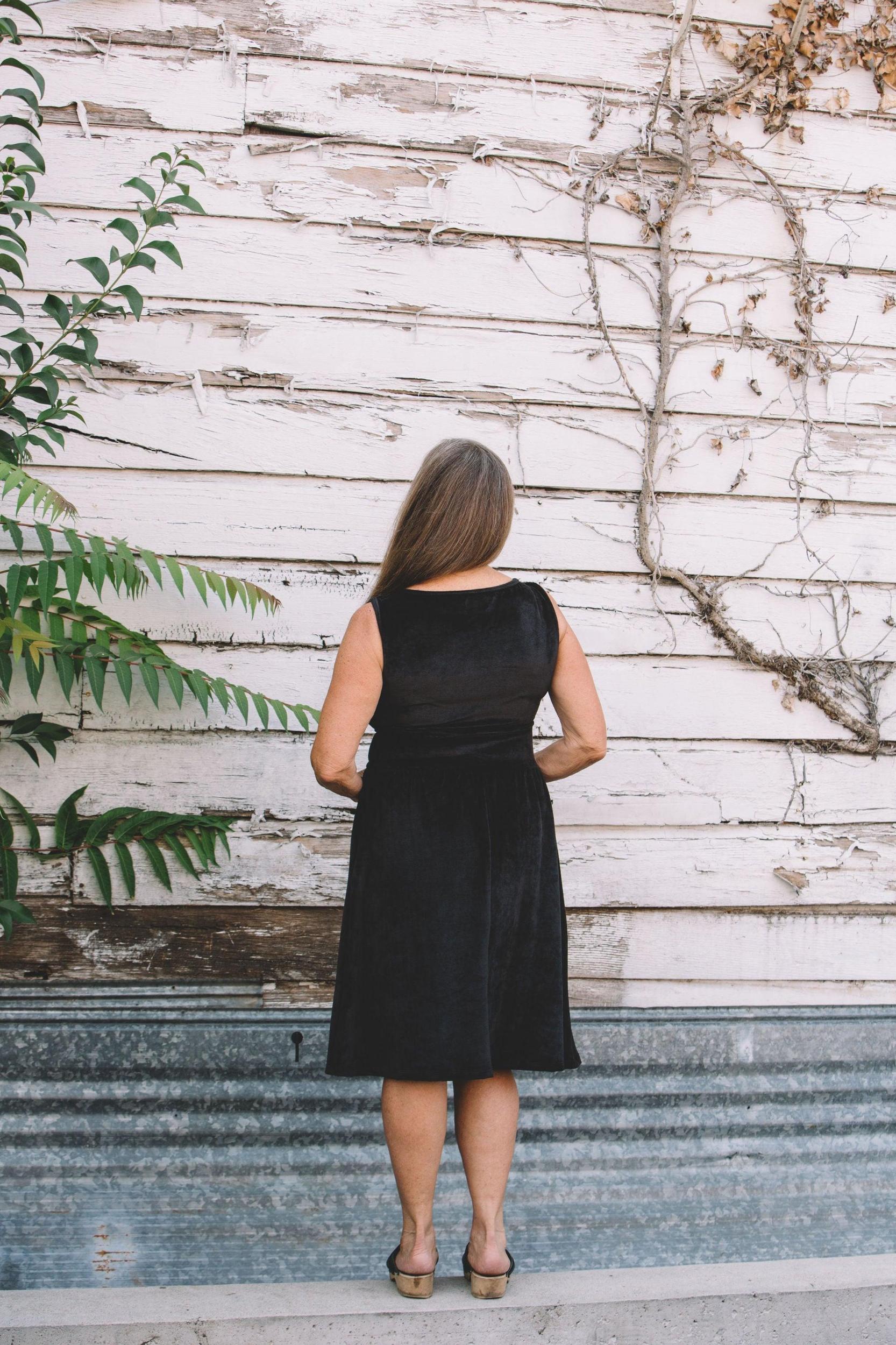 Mere Dress in Black Ribbed Velvet Product Image