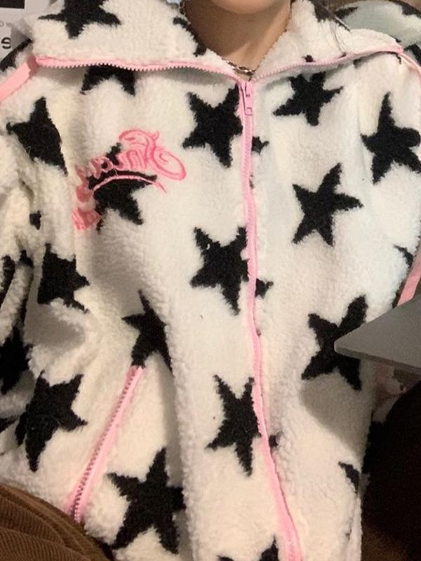 All Over Star Jacquard Hooded Jacket Product Image