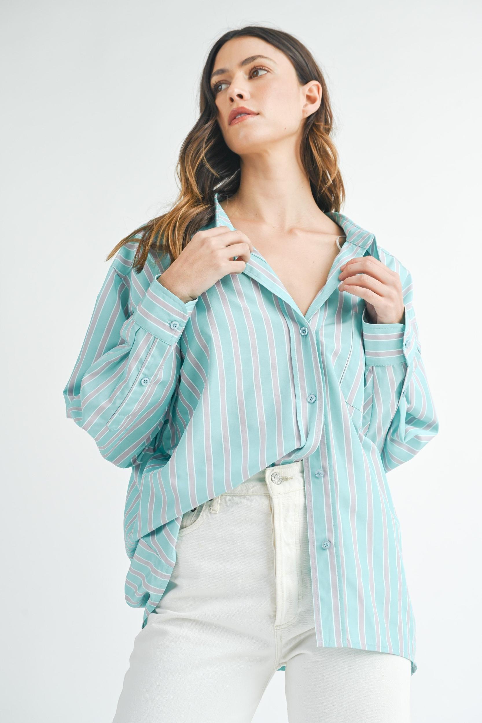 Katy Oversized Striped Shirt | FINAL SALE Product Image