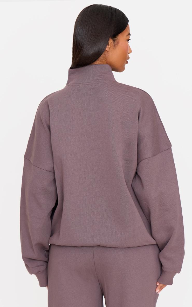 Charcoal Premium High Neck Quarter Zip Oversized Sweatshirt Product Image