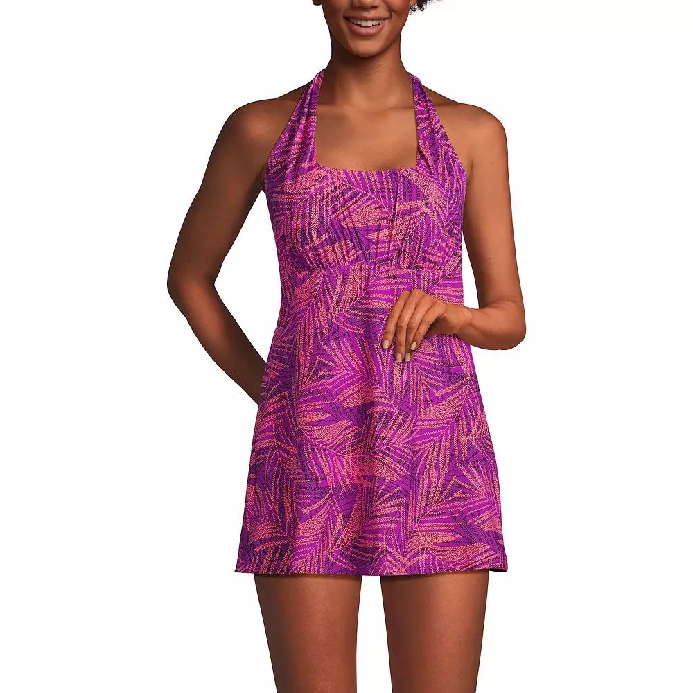 Women's Lands' End Chlorine Resistant Square Neck Halter Swim Dress,  Product Image