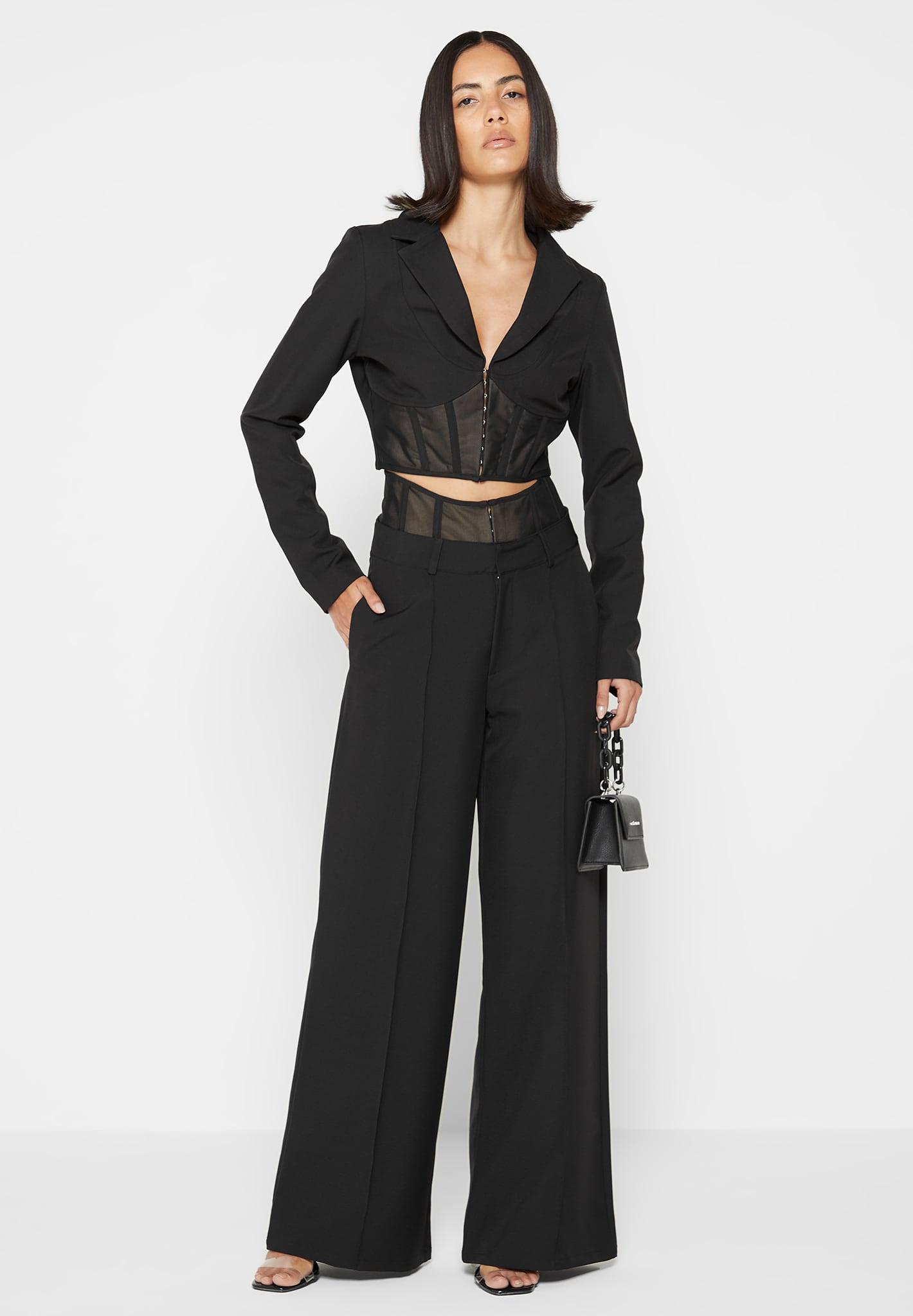 Blazer with Mesh Corset - Black Female Product Image