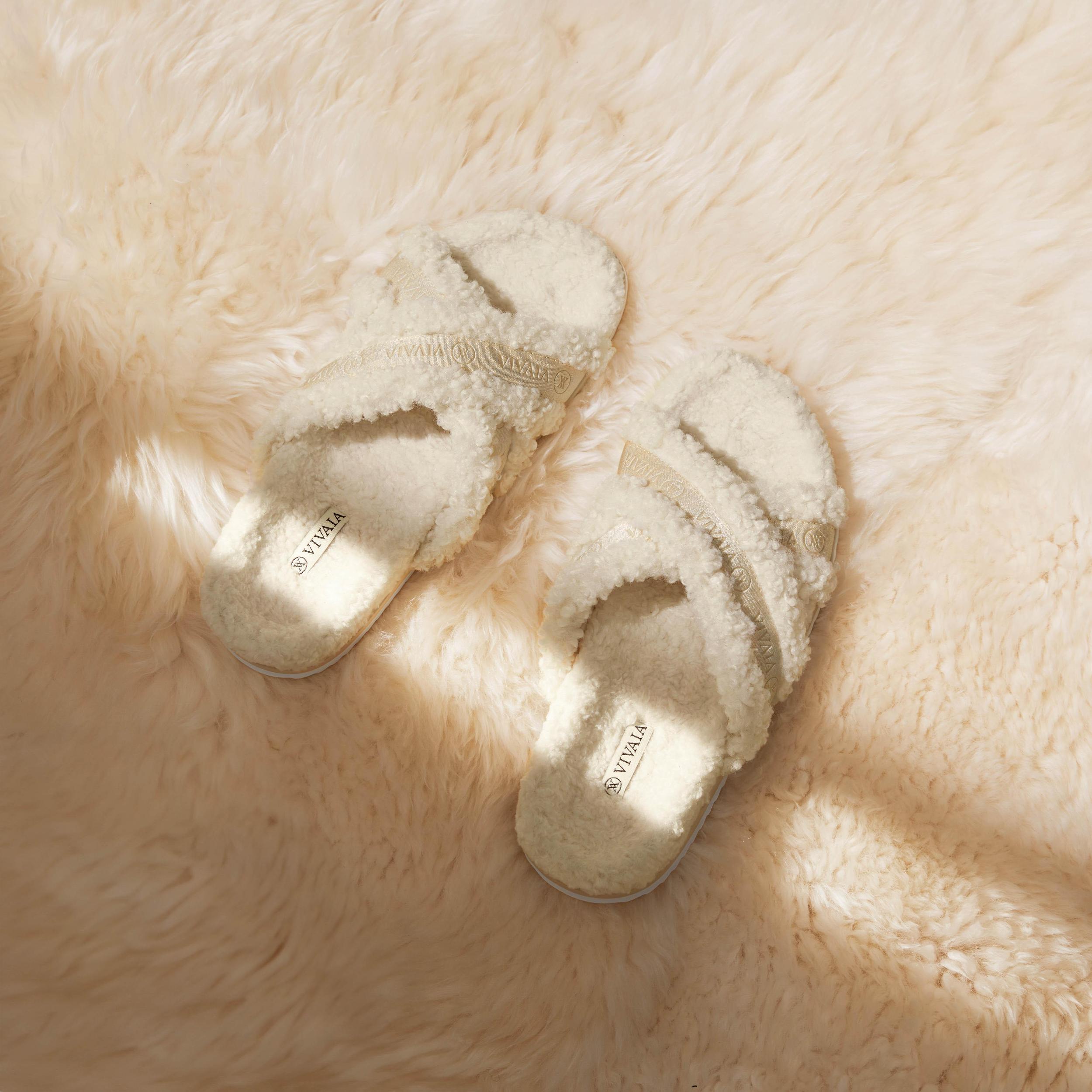 Furry Criss-Cross Strap Slippers (Hannah) Product Image