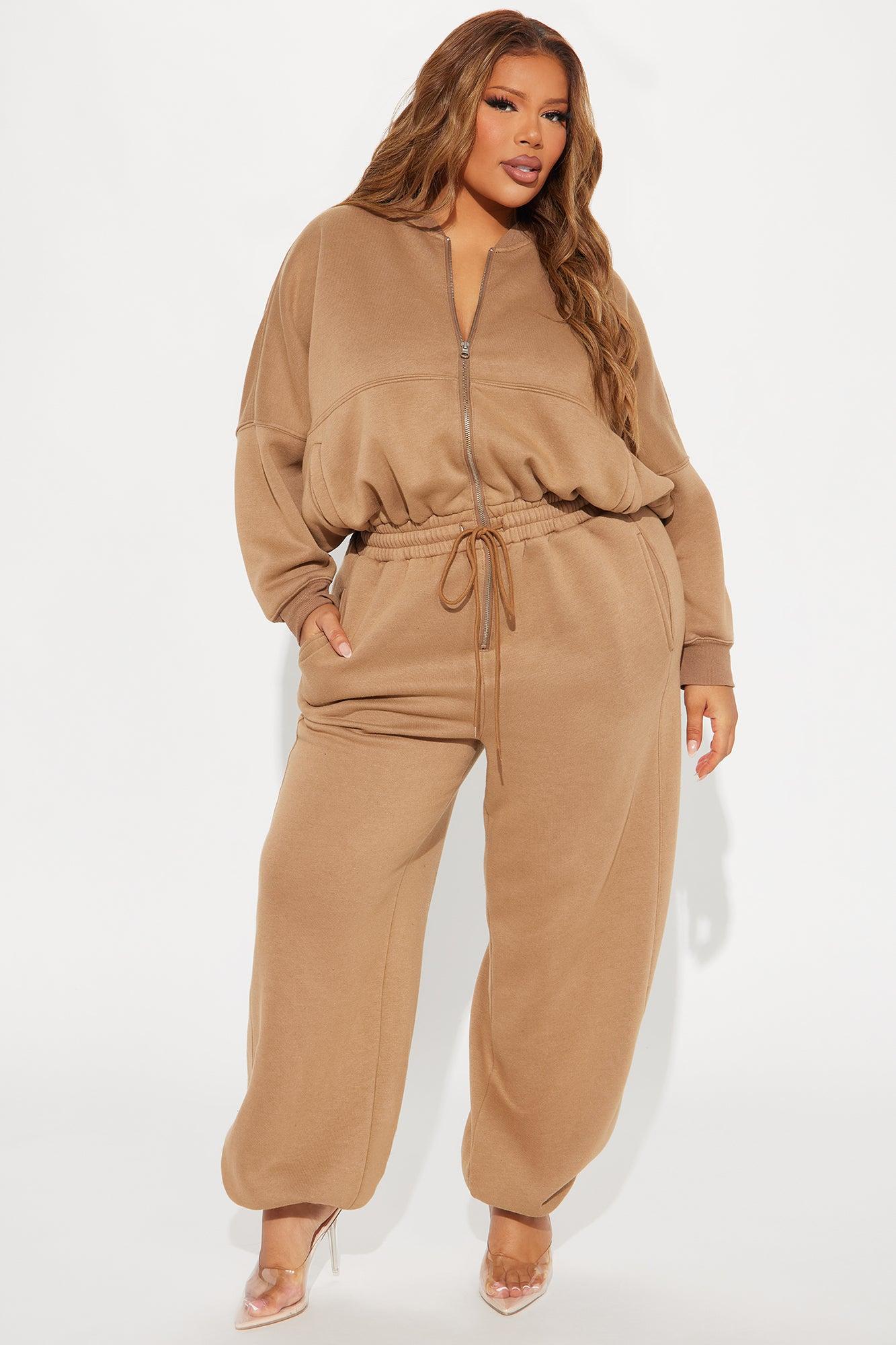 Been Going On Jogger Jumpsuit  - Taupe Product Image