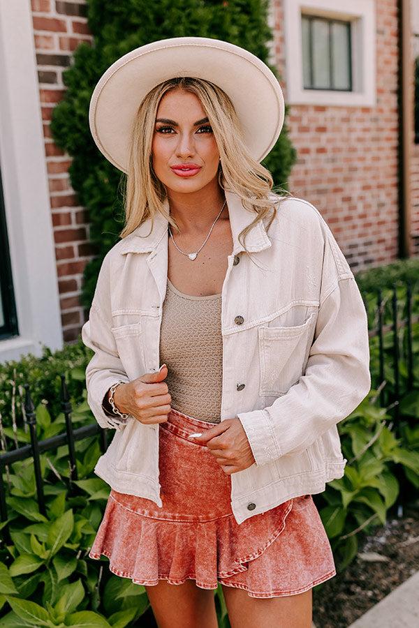 Classic Charm Denim Jacket in Cream Product Image