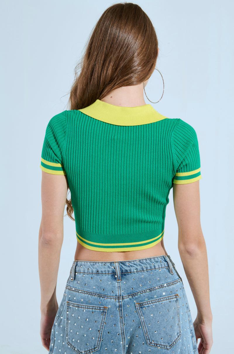 PRETTY ELITE CROPPED COLLARED SWEATER Product Image