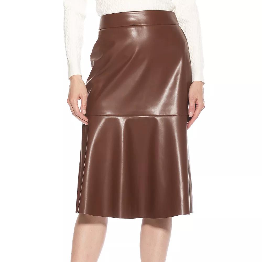 Women's ALEXIA ADMOR Ezra Midi Faux Leather Flared Skirt,  Product Image