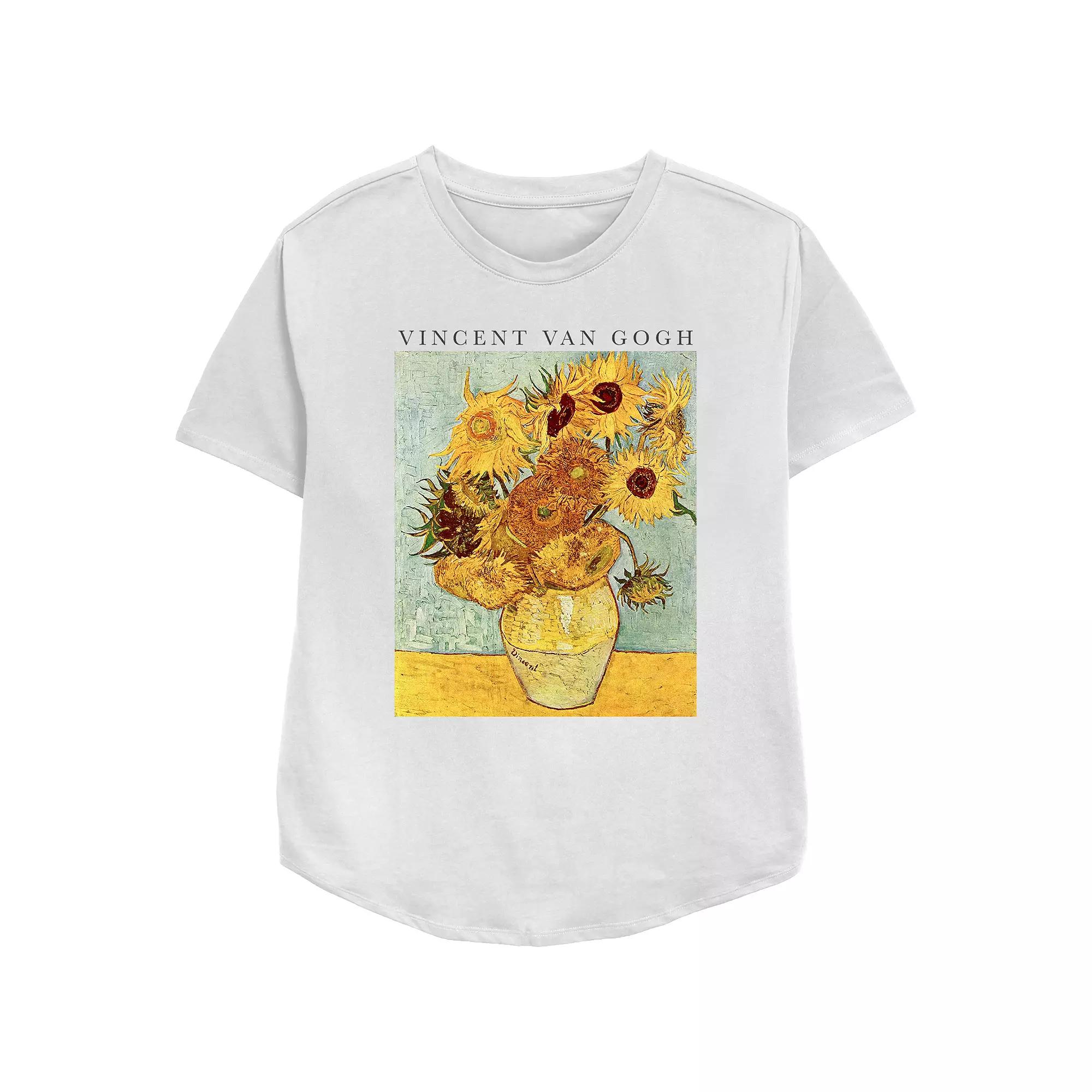 Women's Vincent Van Gogh Sunflowers Relaxed Fit Graphic Tee, Girl's,  Product Image
