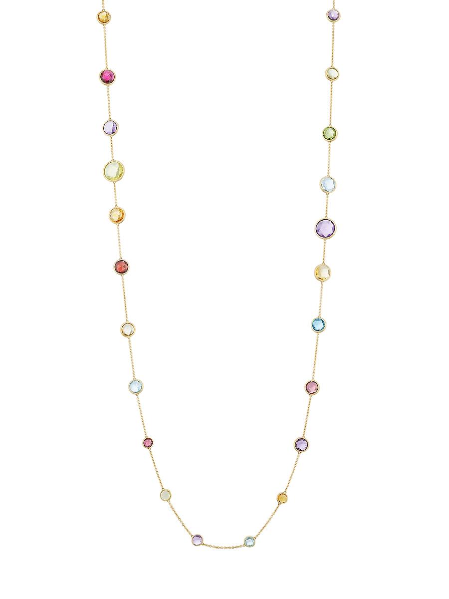 Womens Jaipur 18K Yellow Gold & Multi-Gemstone Station Necklace Product Image