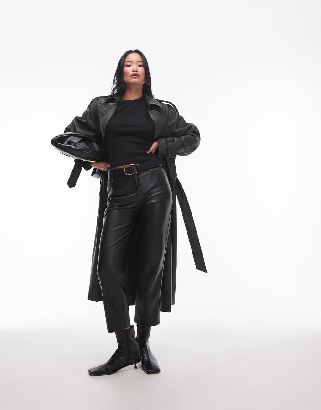 Topshop rib racer tank top in black Product Image