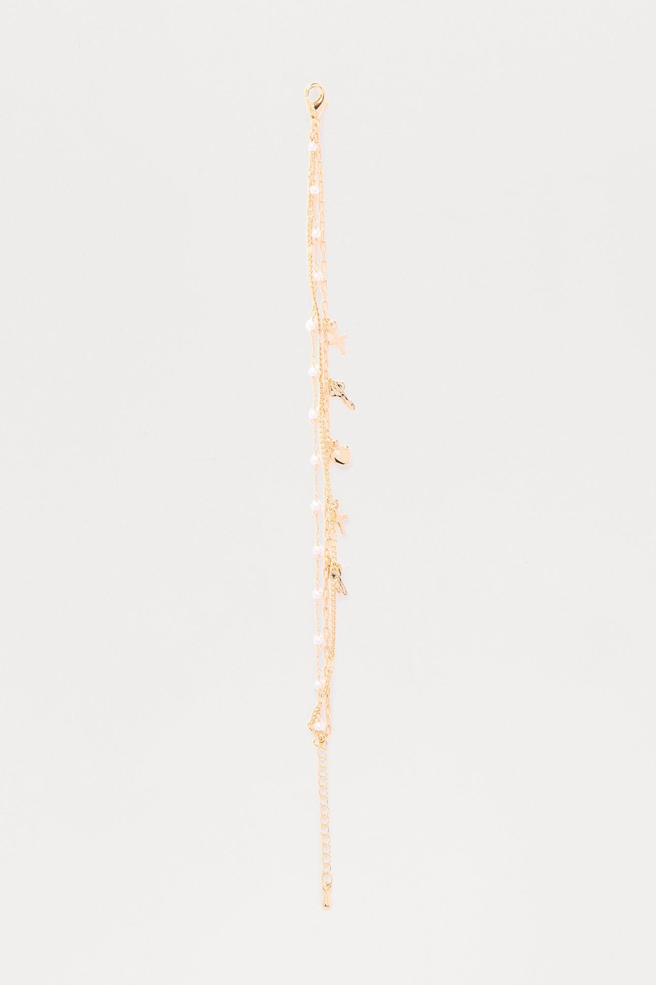 Pearl Love And Devotion 3 Piece Multi Bracelet Set - Gold Female Product Image