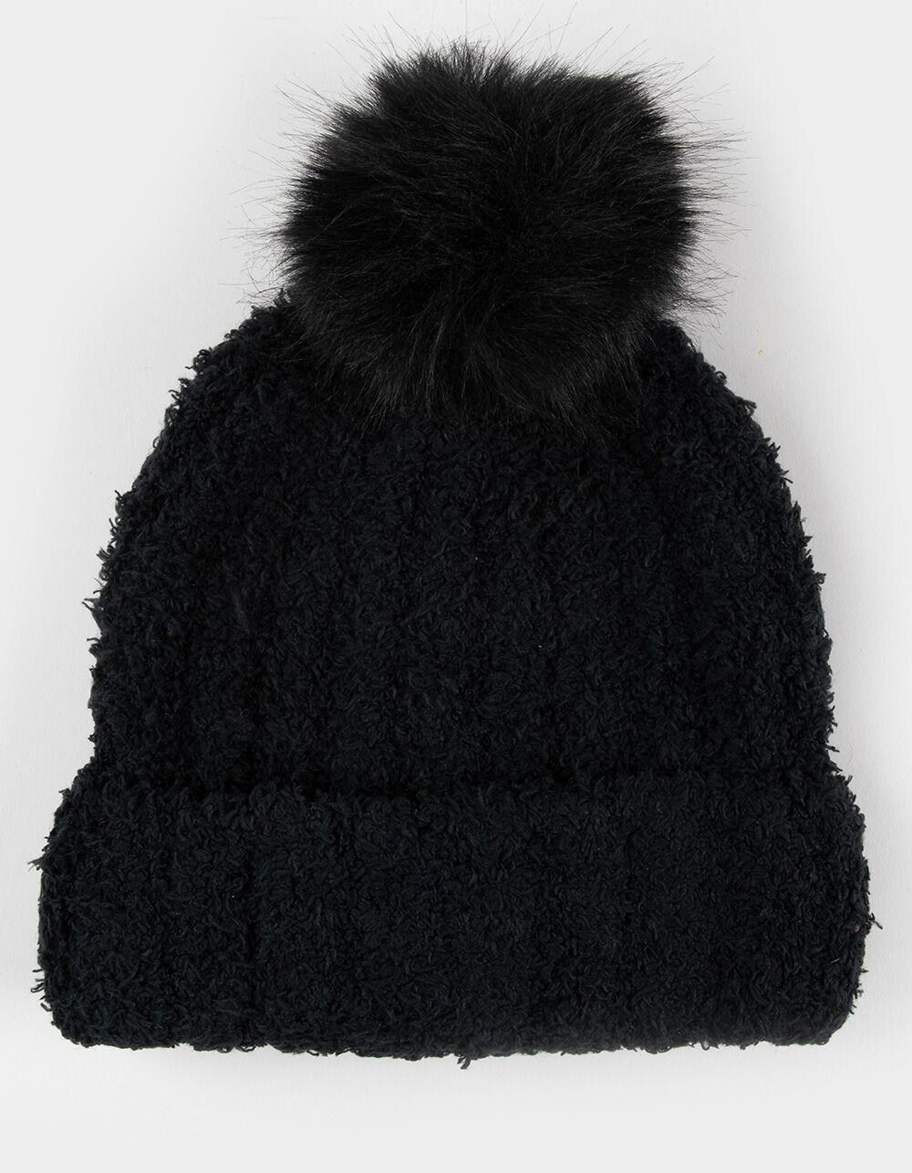 FULL TILT Houndstooth Scrunchie Bow Womens Beanie - BLACK Product Image