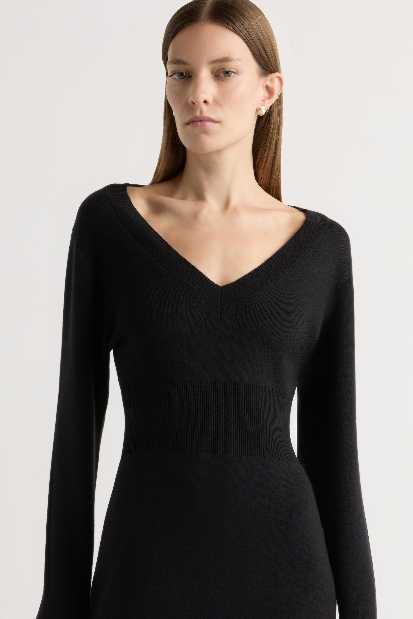 Bora Off-Shoulder V-Neck Sweater Dress Product Image