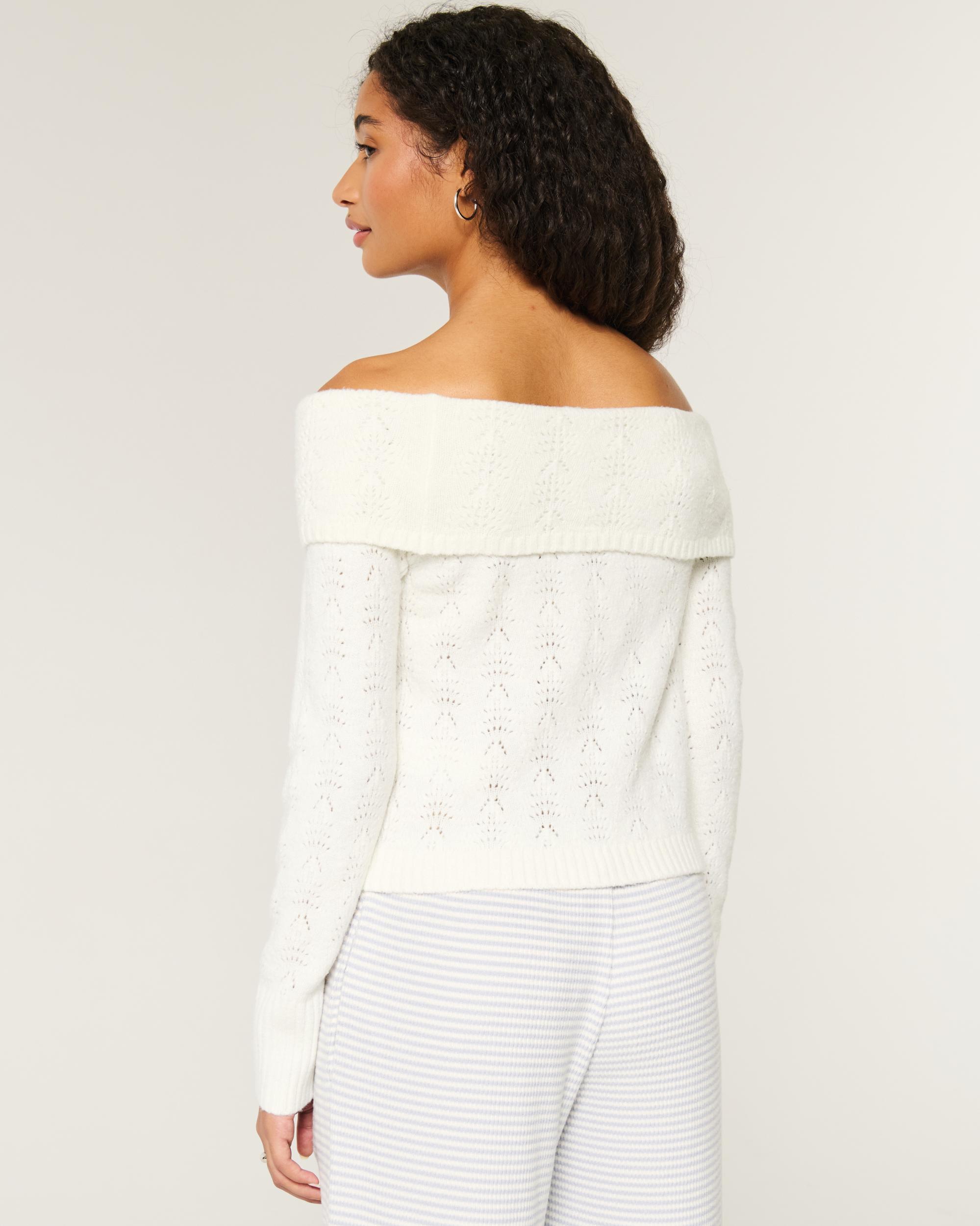 Hollister Comfy Cloud Stitchy Off-the-Shoulder Sweater Product Image