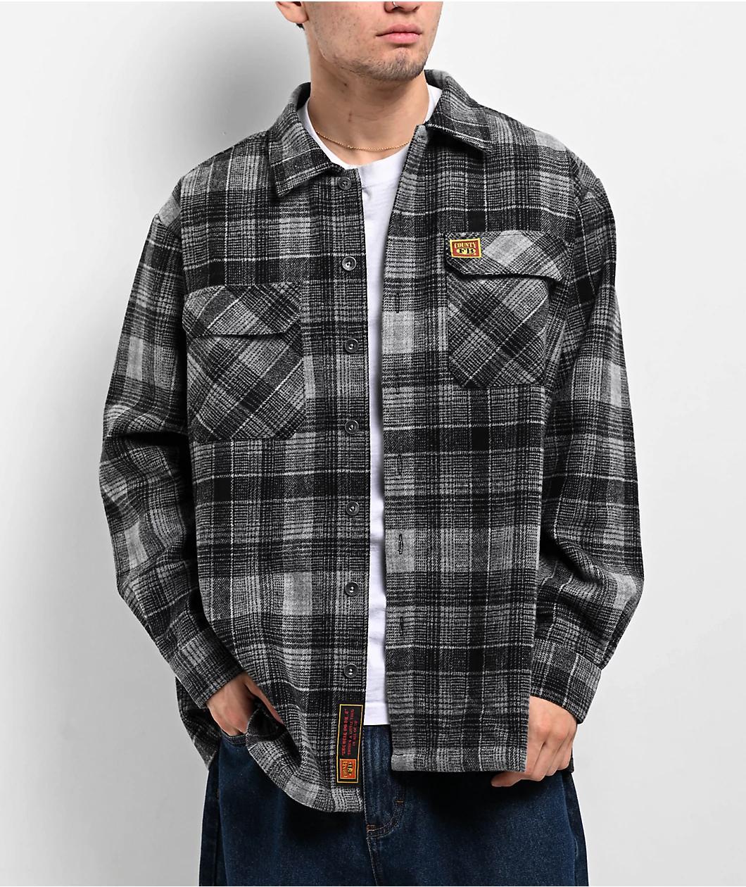 FB County Super Heavyweight Wool Black & Grey Flannel Shirt Product Image