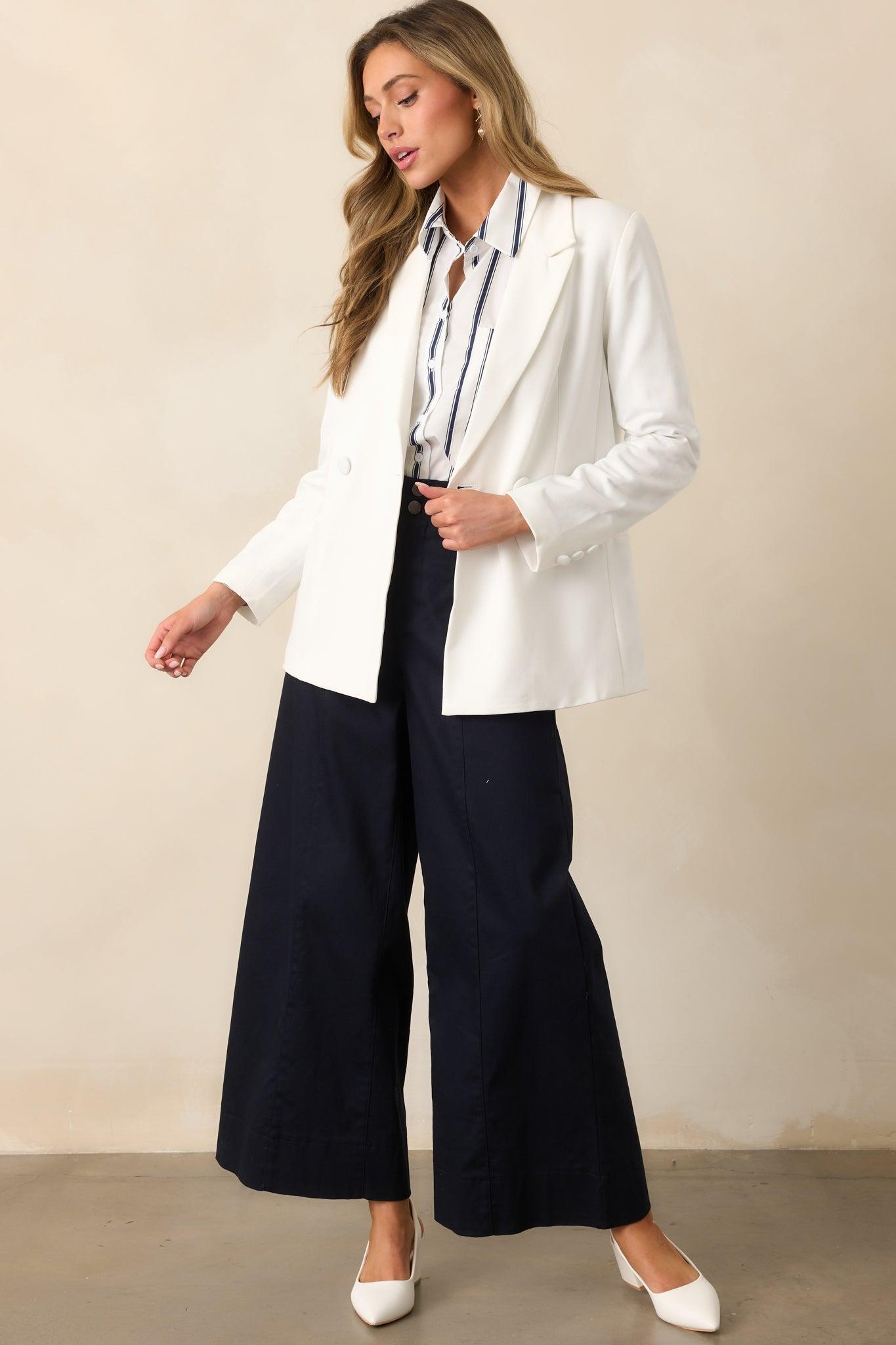 Daylight Glimmer Navy Wide Leg Pants Product Image