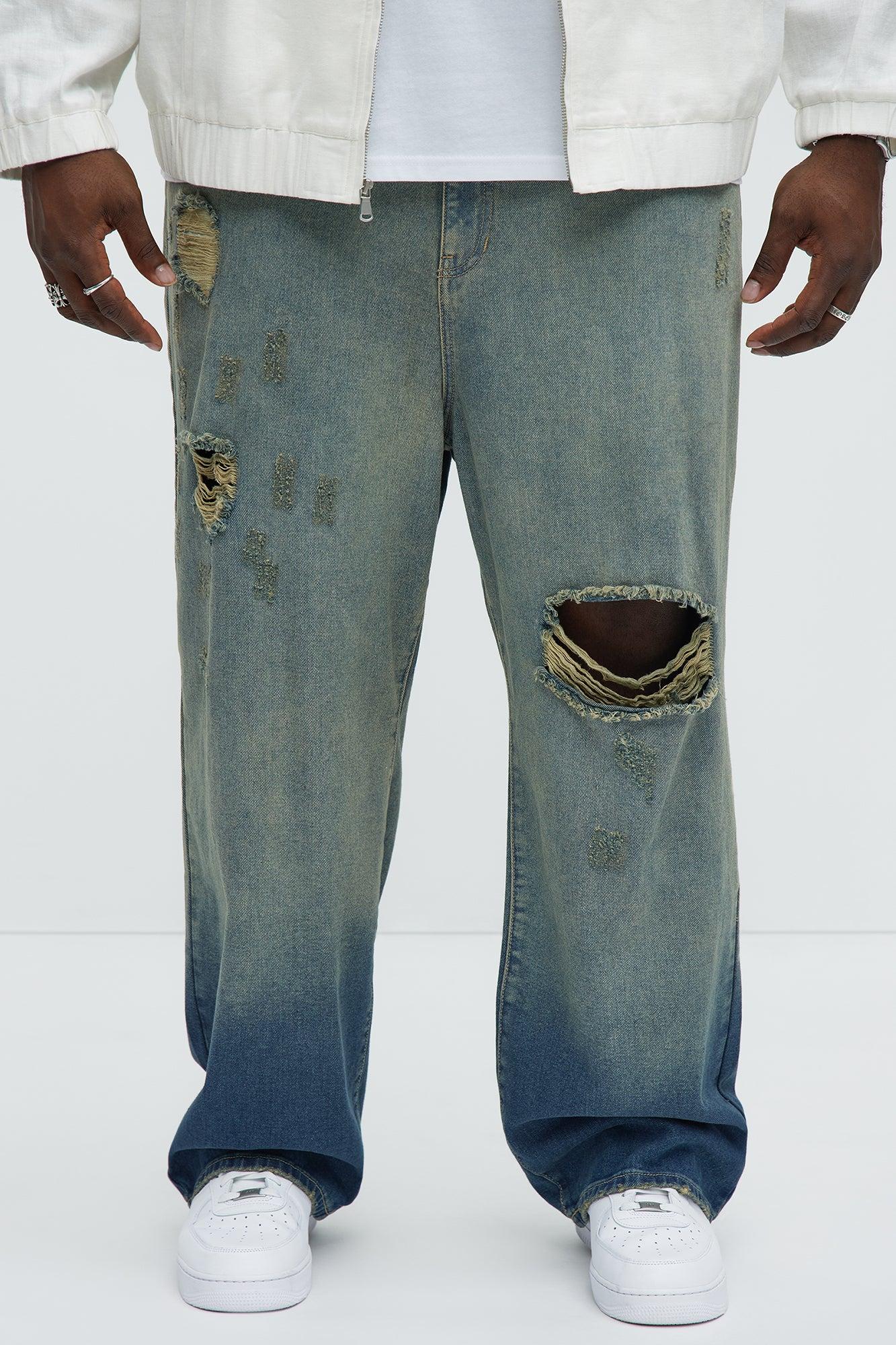 Blend Out Distressed Baggy Jeans - Vintage Blue Wash Product Image