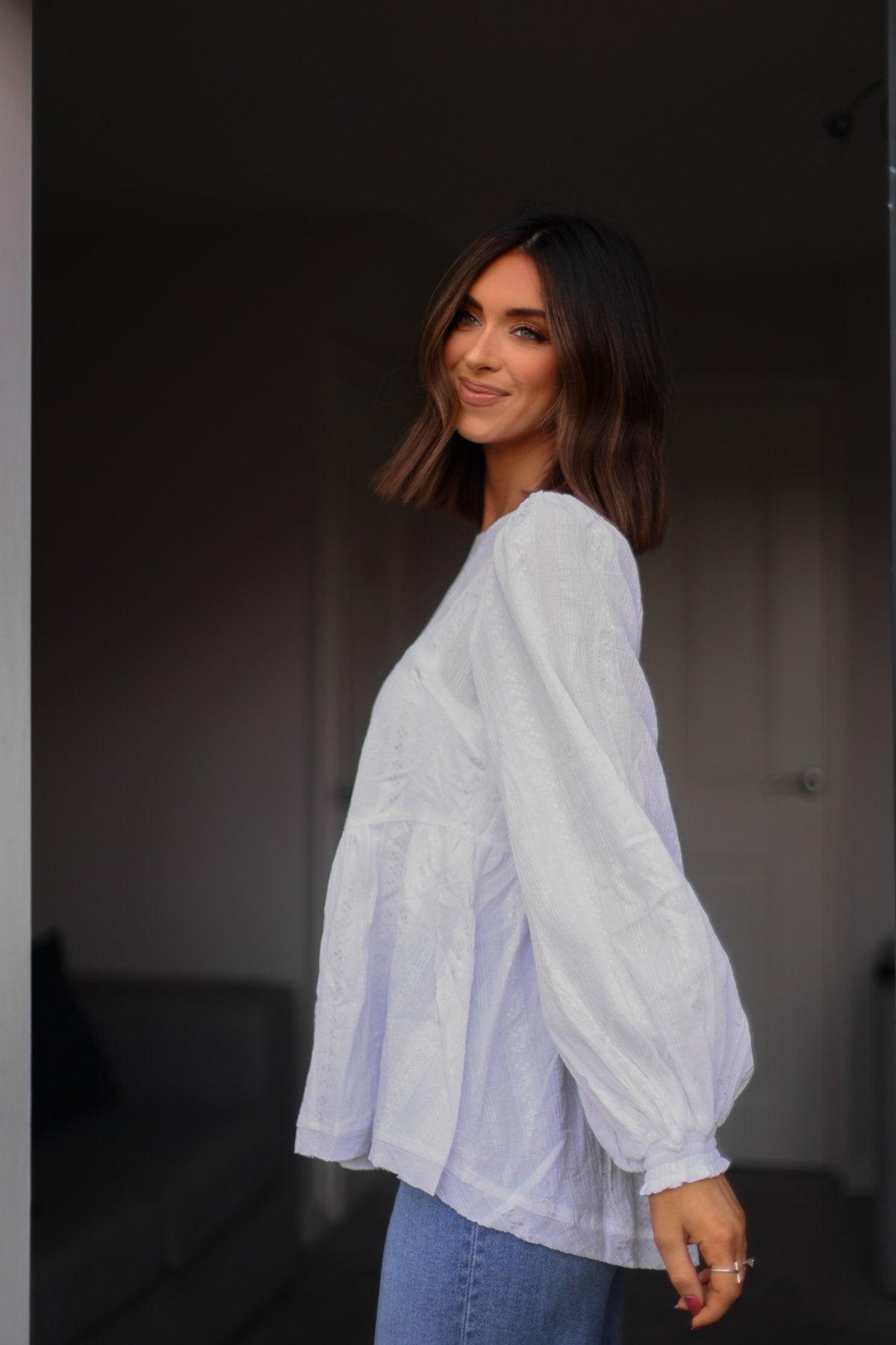 Flowy Ivory Ruffled Tunic - FINAL SALE Female Product Image