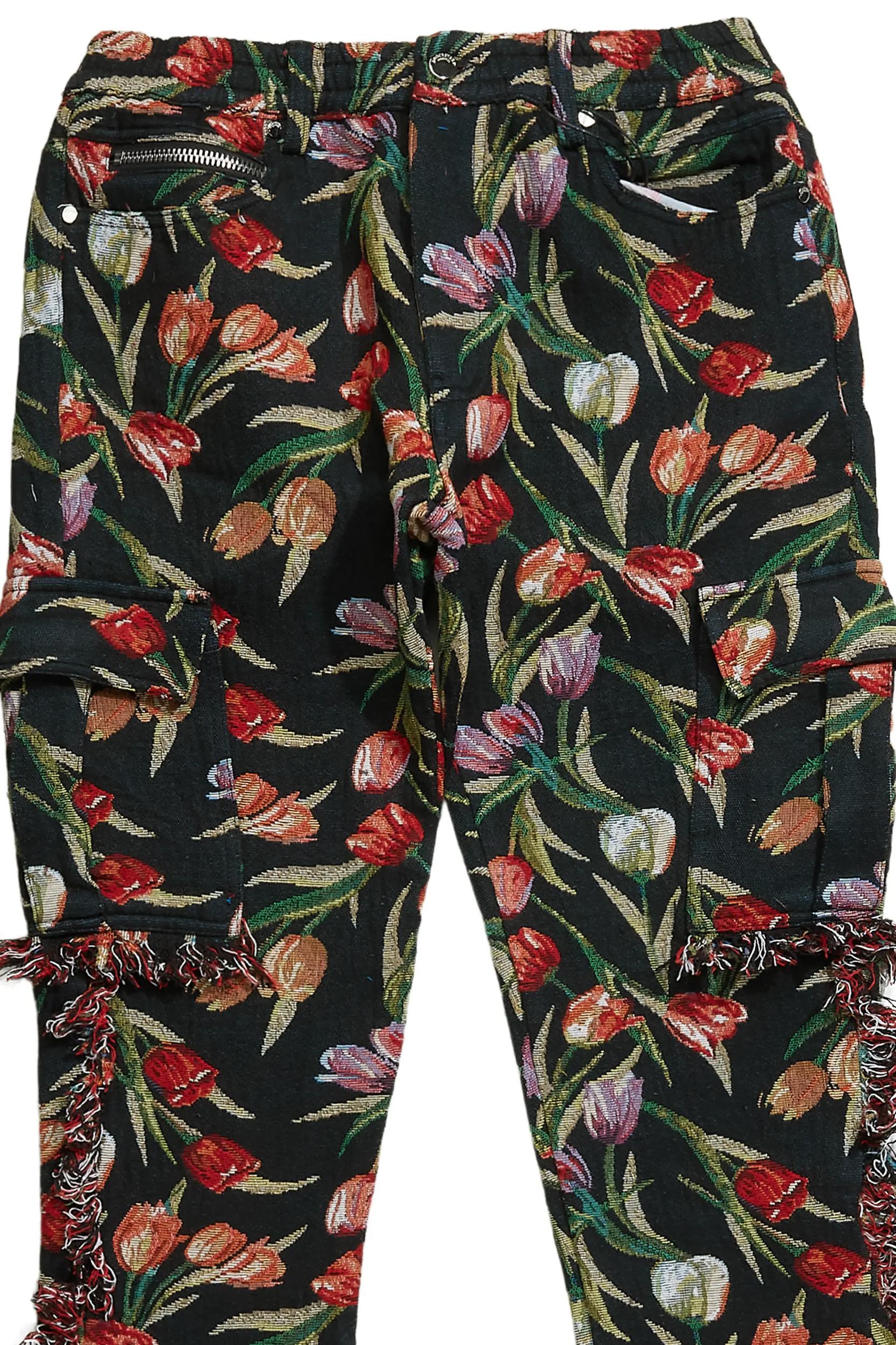 Ayami Black Slim Tapestry Flare Jean Male Product Image